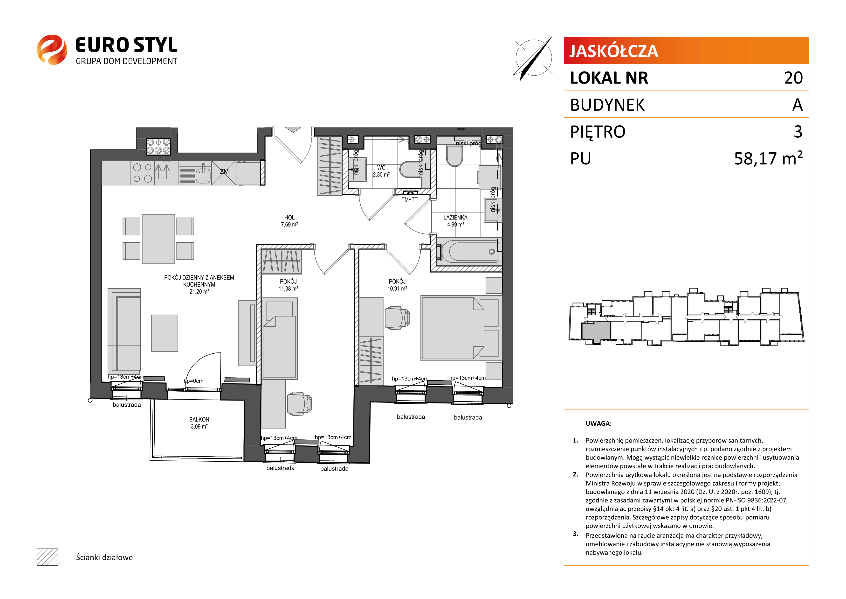 Mieszkanie 58,17 m², piętro 3, oferta nr A/20, Jaskółcza, Gdańsk, Śródmieście, Dolne Miasto, ul. Jaskółcza-idx