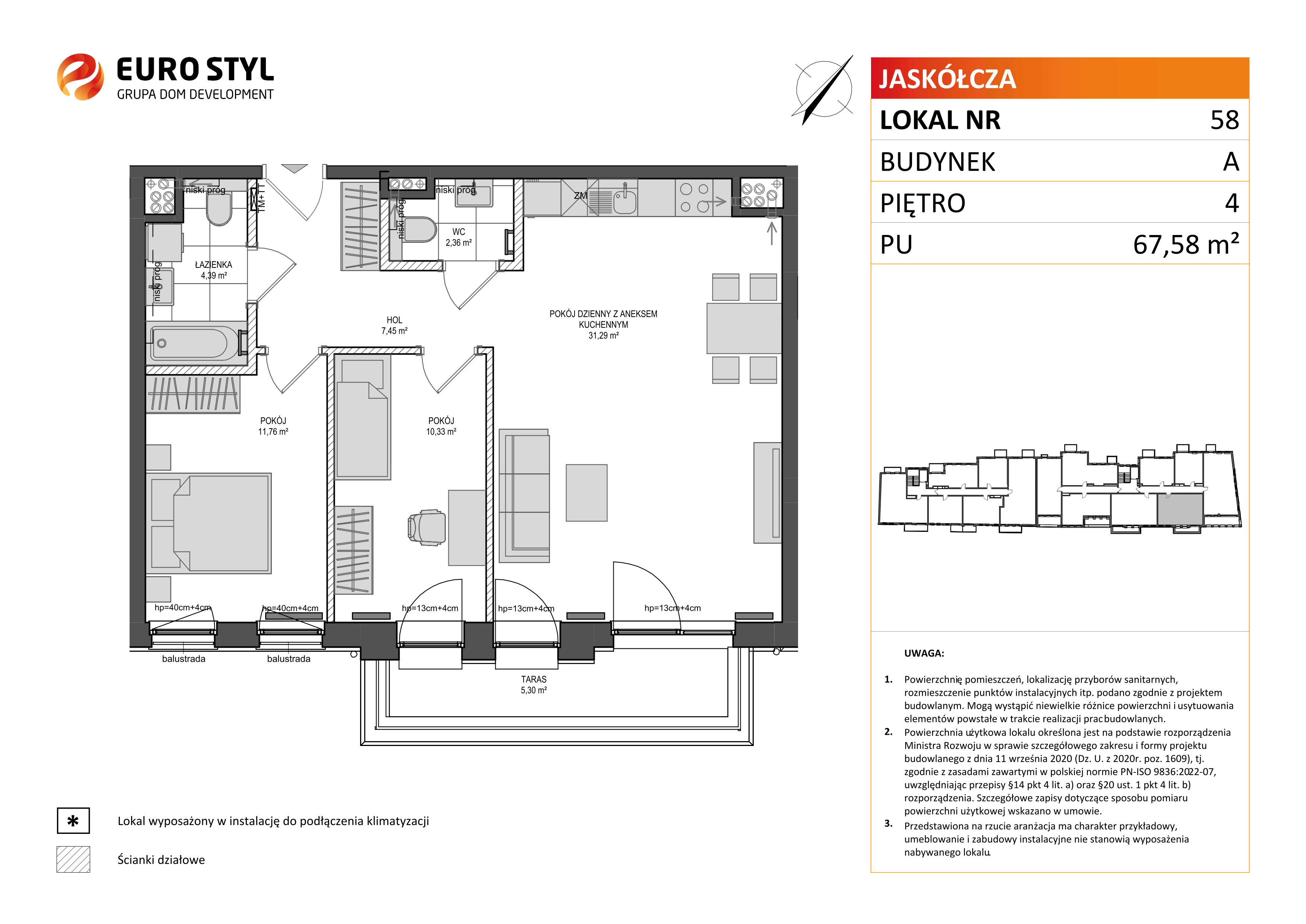 Mieszkanie 67,58 m², piętro 4, oferta nr A/58, Jaskółcza, Gdańsk, Śródmieście, Dolne Miasto, ul. Jaskółcza-idx