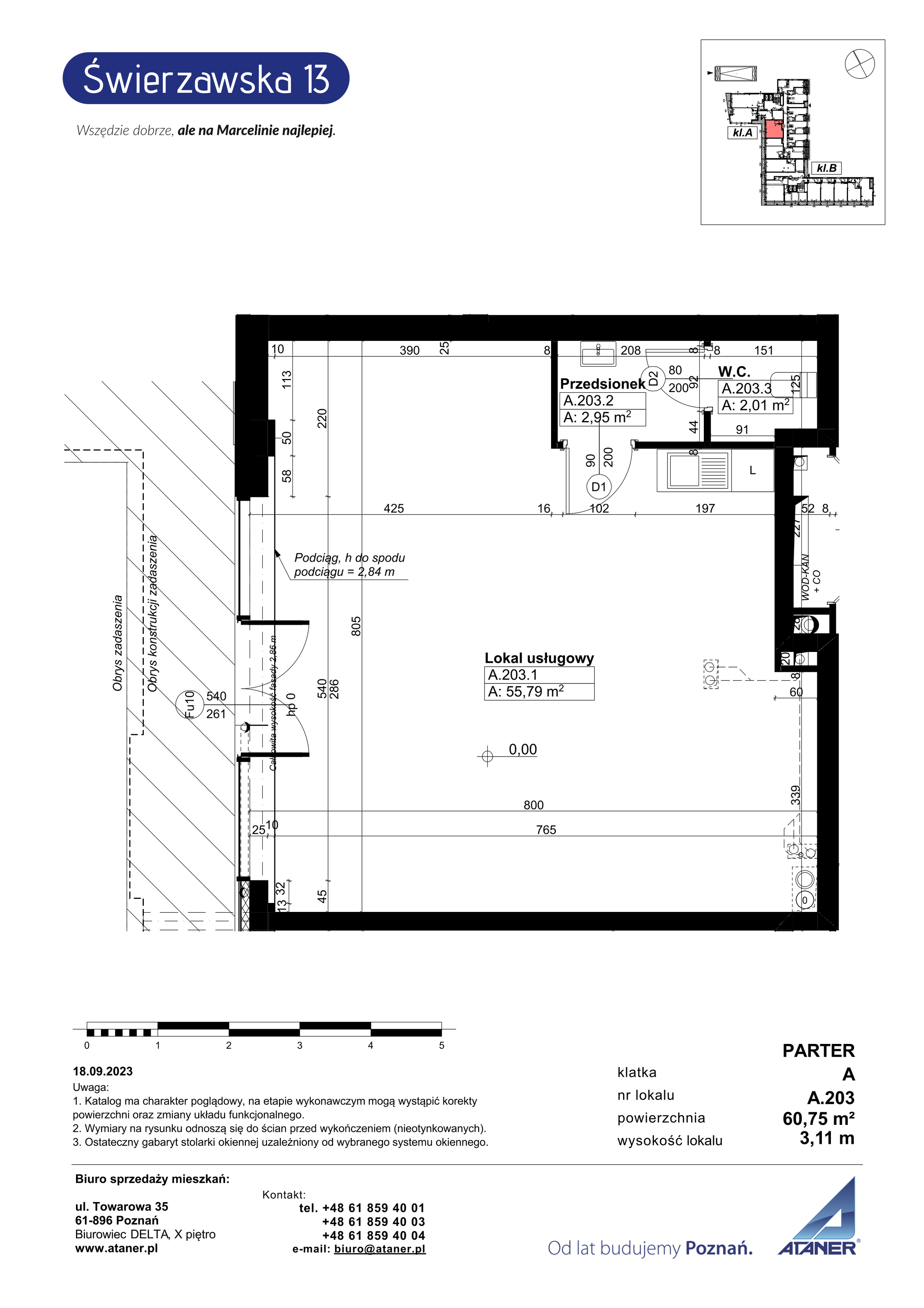 Lokal użytkowy 60,75 m², oferta nr A.203, Świerzawska 13 - lokale użytkowe, Poznań, Ławica, Grunwald, ul. Świerzawska 13-idx