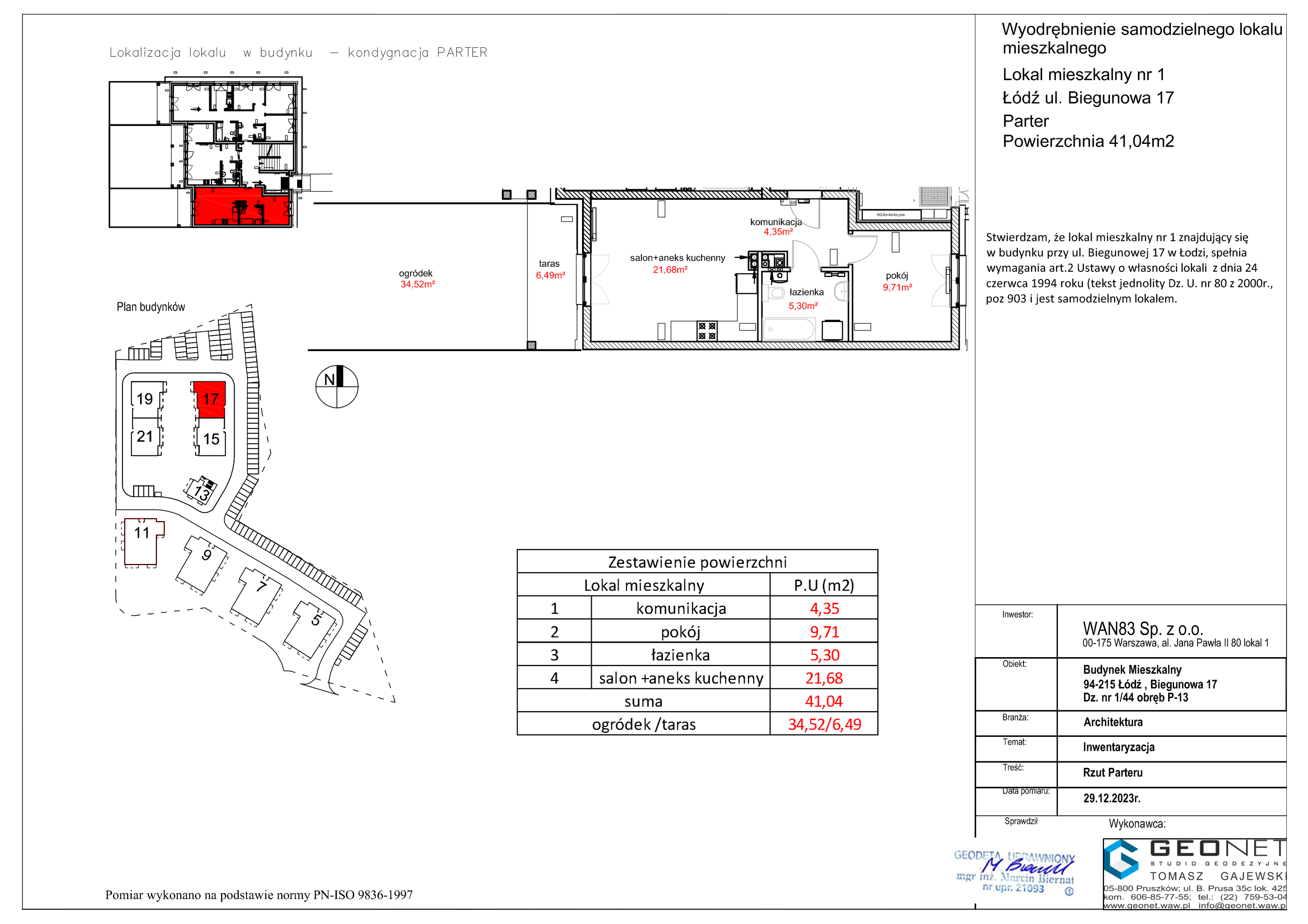 Mieszkanie 41,04 m², parter, oferta nr C1.46.01, Osiedle na Zdrowiu, Łódź, Polesie, Złotno, ul. Biegunowa-idx