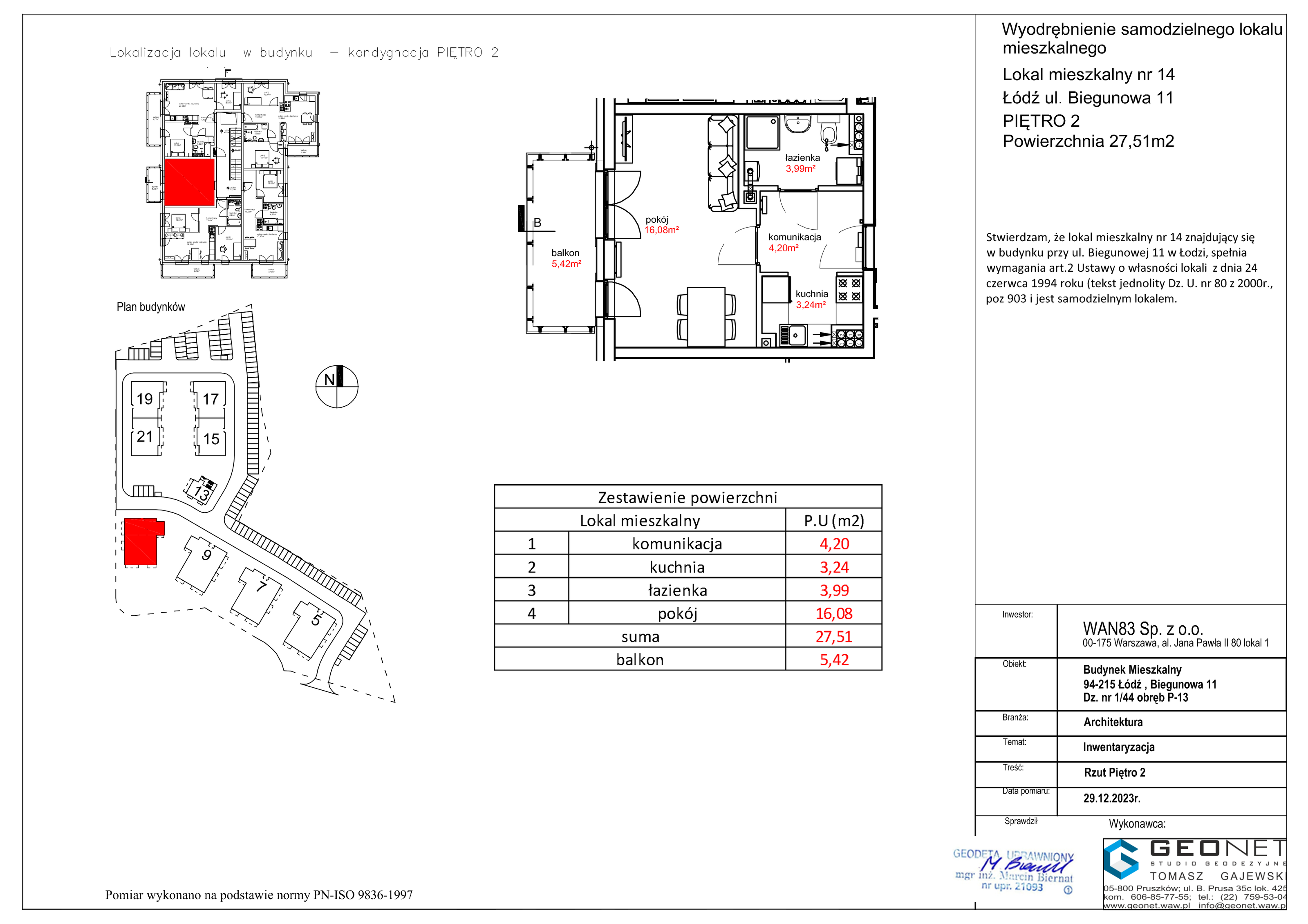 Mieszkanie 27,51 m², piętro 2, oferta nr E50.14, Osiedle na Zdrowiu, Łódź, Polesie, Złotno, ul. Biegunowa-idx