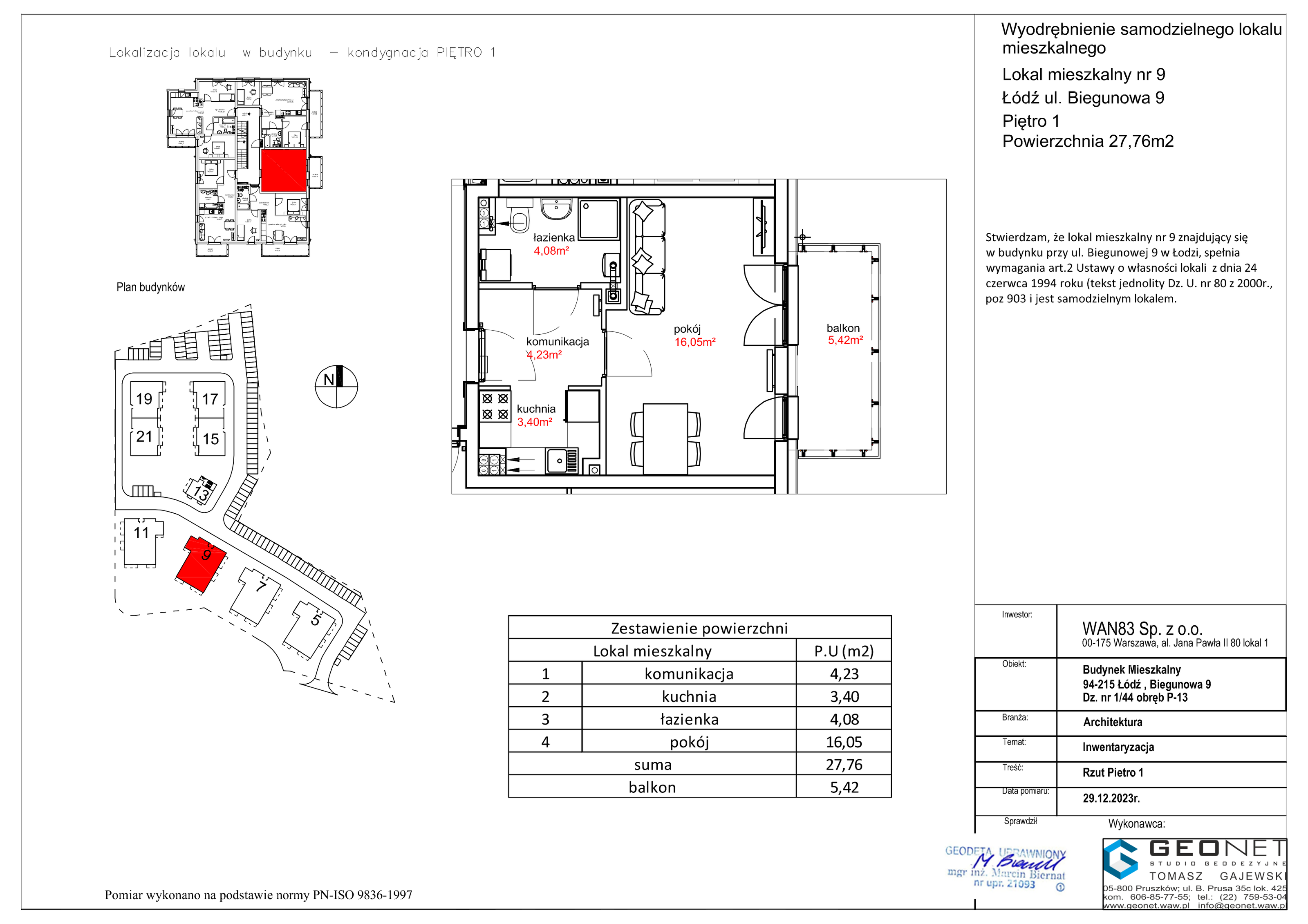 Mieszkanie 27,76 m², piętro 1, oferta nr E51.09, Osiedle na Zdrowiu, Łódź, Polesie, Złotno, ul. Biegunowa-idx