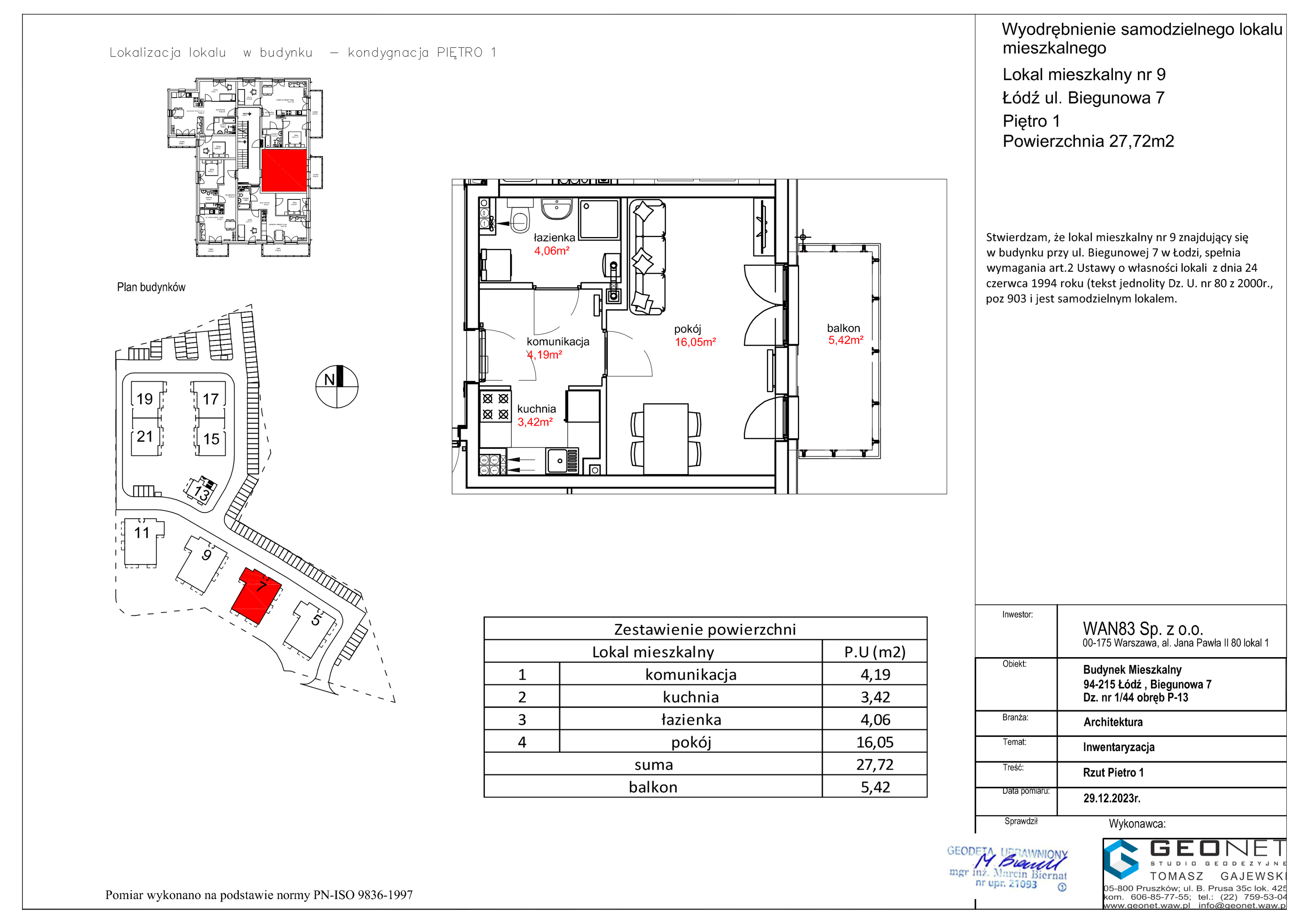 Mieszkanie 27,72 m², piętro 1, oferta nr E52.09, Osiedle na Zdrowiu, Łódź, Polesie, Złotno, ul. Biegunowa-idx