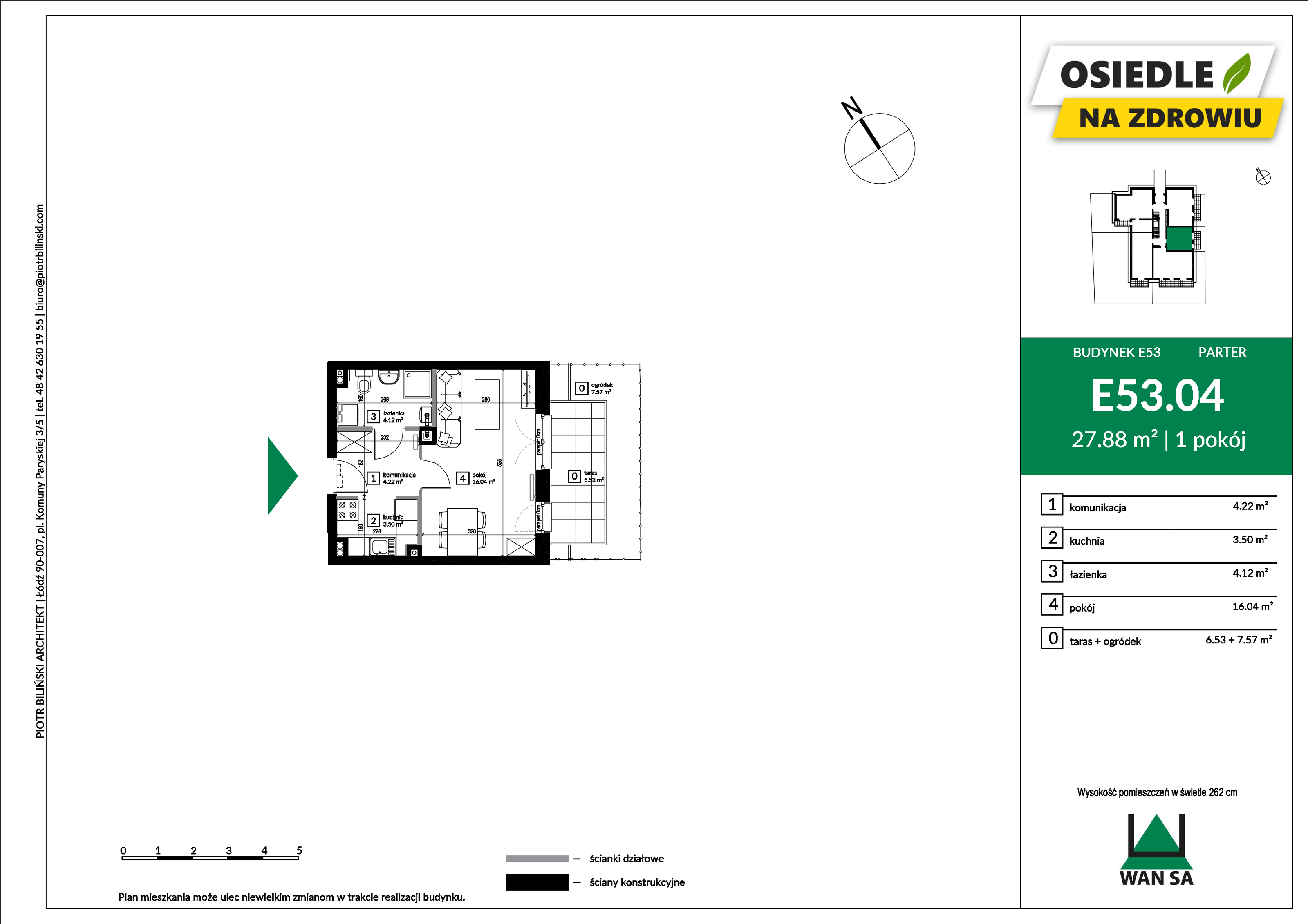 Mieszkanie 27,88 m², parter, oferta nr E53.04, Osiedle na Zdrowiu, Łódź, Polesie, Złotno, ul. Biegunowa-idx