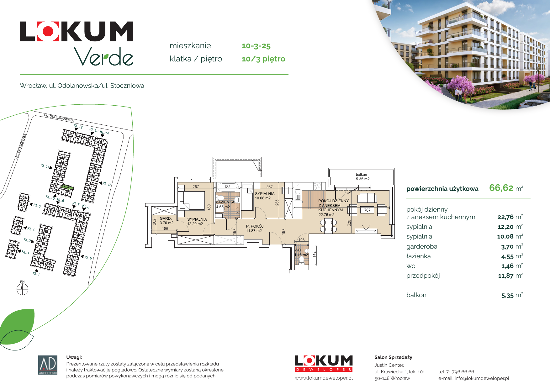 Apartament 66,16 m², piętro 3, oferta nr 10-3-25, Lokum Verde, Wrocław, Psie Pole-Zawidawie, Zakrzów, ul. Z. Gumińskiej/Odolanowska-idx