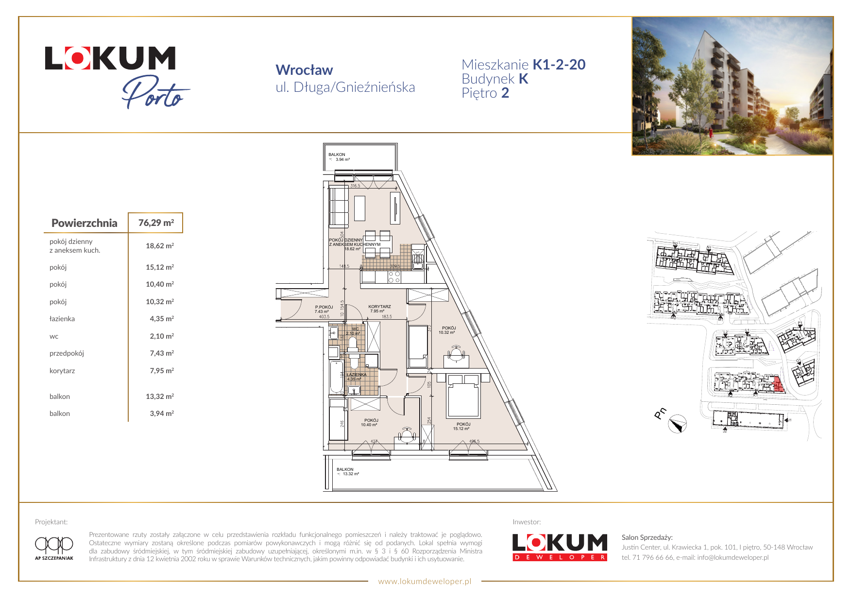 Mieszkanie 75,86 m², piętro 2, oferta nr K1-2-20, Lokum Porto, Wrocław, Szczepin, ul. Długa/Gnieźnieńska-idx