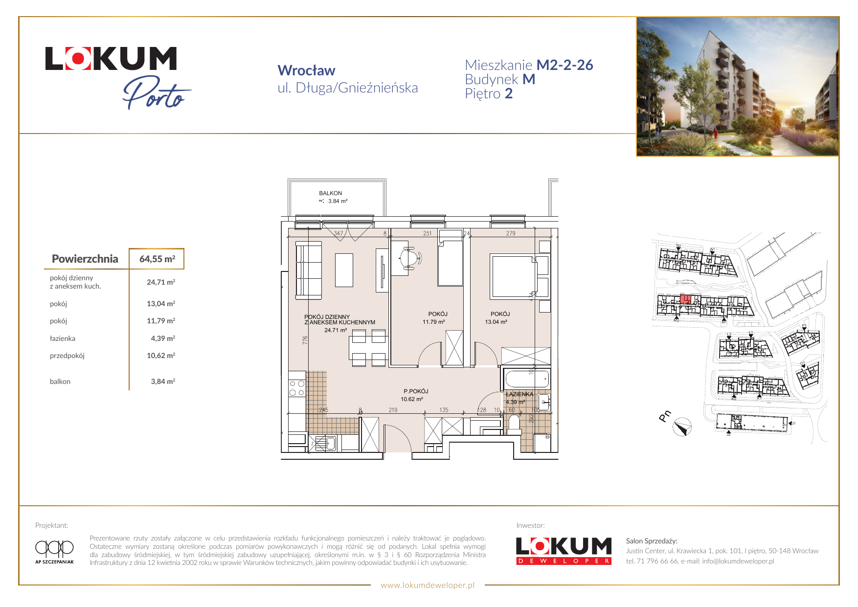 Mieszkanie 64,55 m², piętro 2, oferta nr M2-2-26, Lokum Porto, Wrocław, Szczepin, ul. Długa/Gnieźnieńska-idx