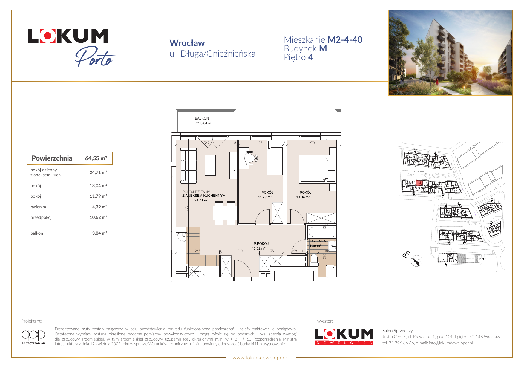 Mieszkanie 64,55 m², piętro 4, oferta nr M2-4-40, Lokum Porto, Wrocław, Szczepin, ul. Długa/Gnieźnieńska-idx