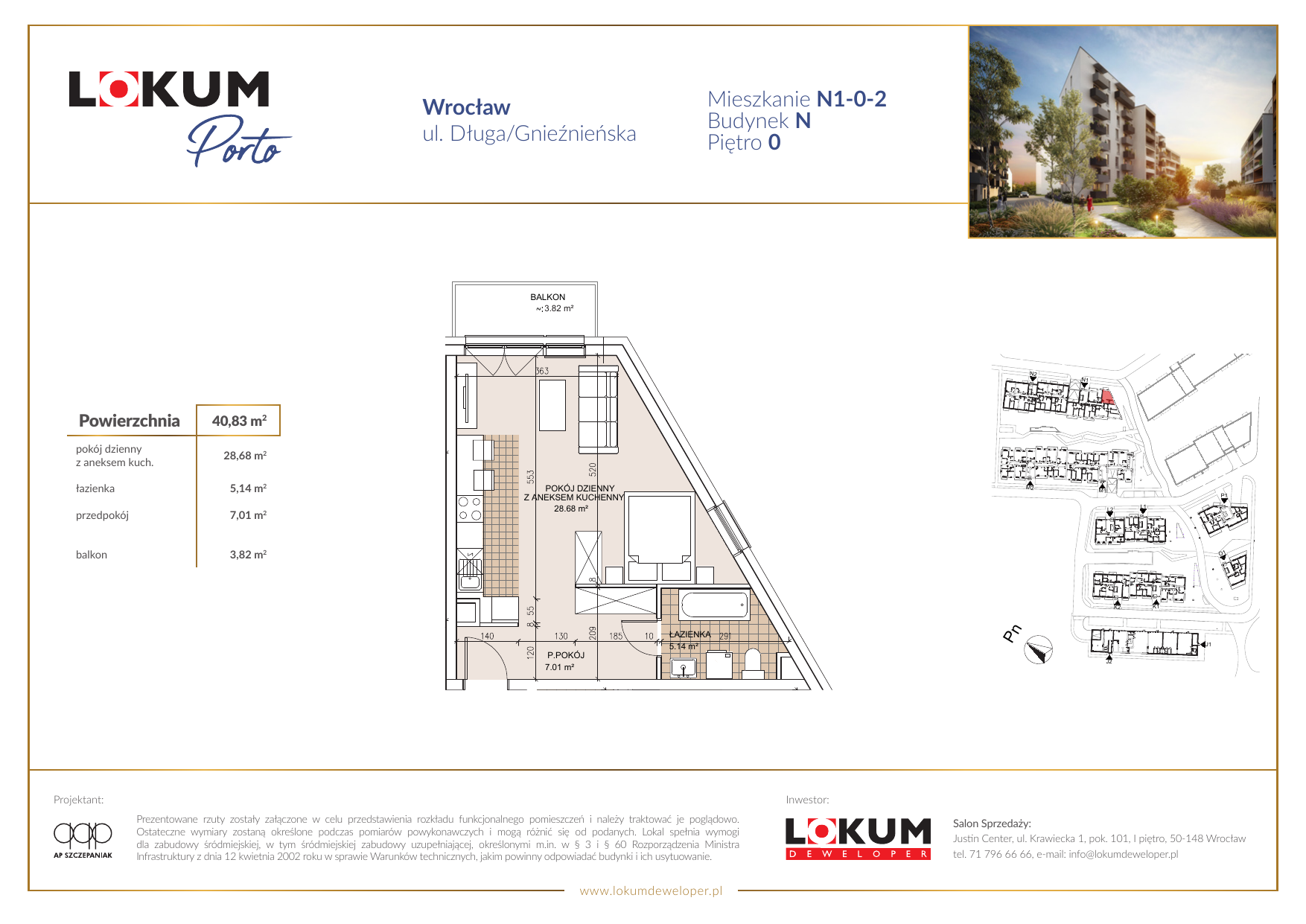 Mieszkanie 40,80 m², parter, oferta nr N1-0-2, Lokum Porto, Wrocław, Szczepin, ul. Długa/Gnieźnieńska-idx