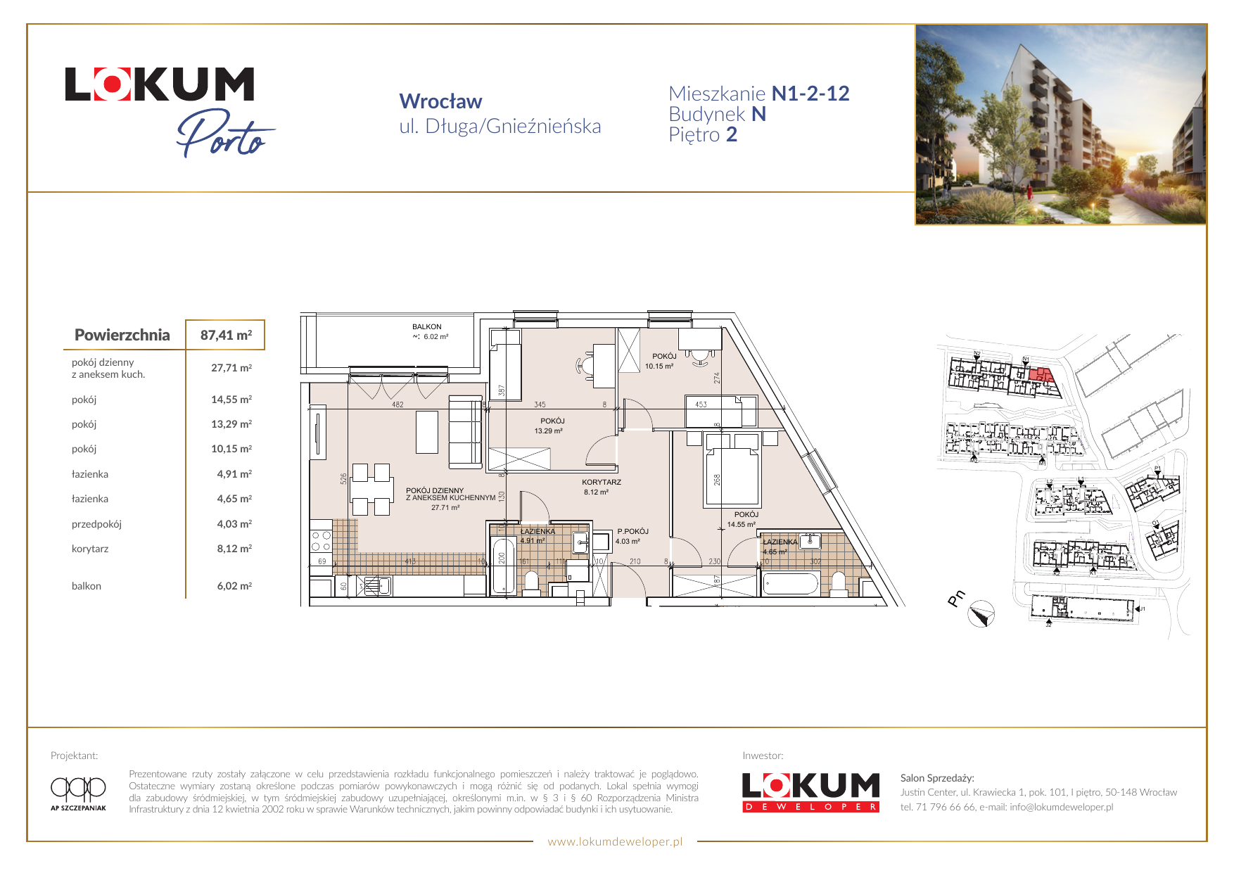 Mieszkanie 87,60 m², piętro 2, oferta nr N1-2-12, Lokum Porto, Wrocław, Szczepin, ul. Długa/Gnieźnieńska-idx