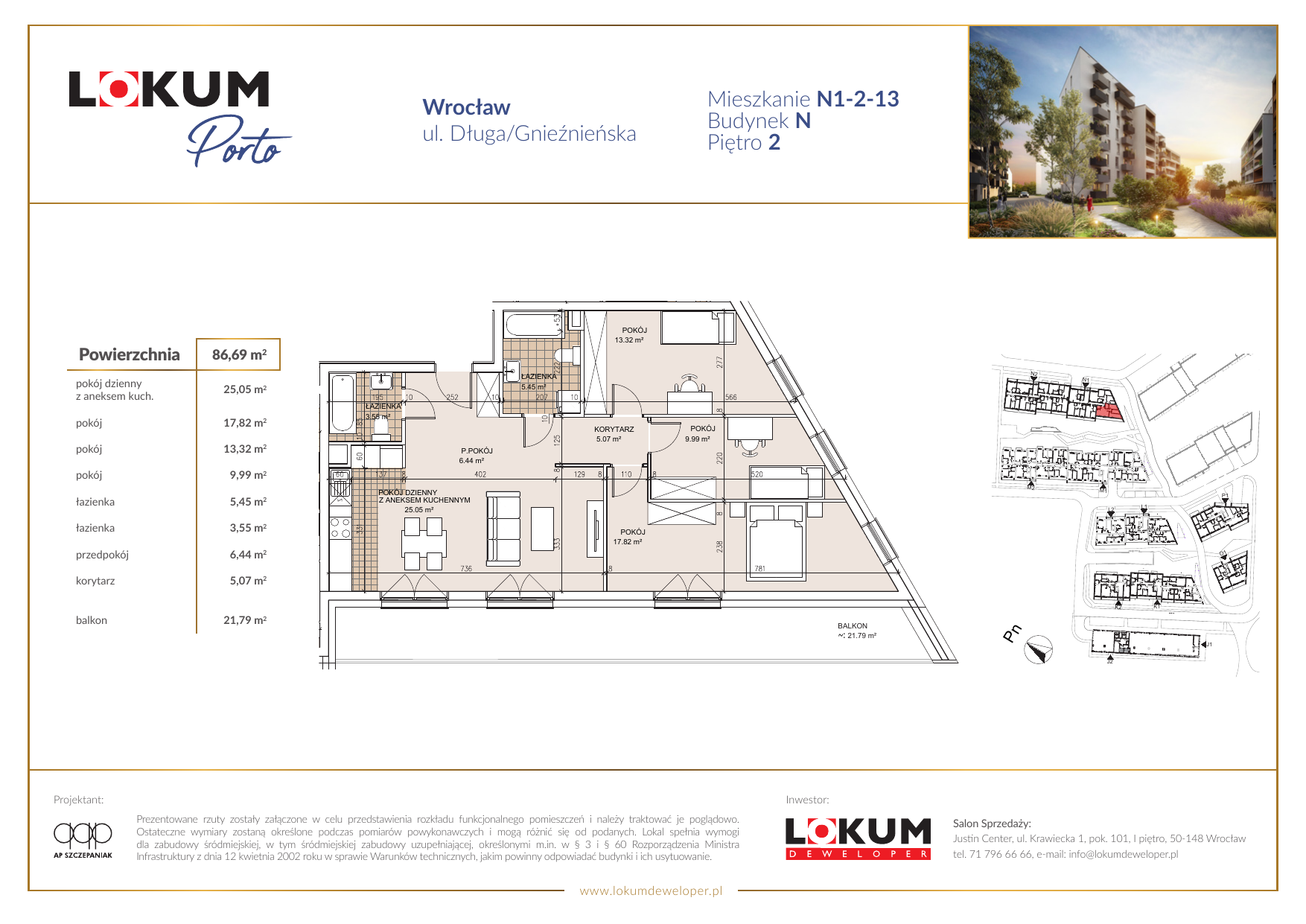 Mieszkanie 86,69 m², piętro 2, oferta nr N1-2-13, Lokum Porto, Wrocław, Szczepin, ul. Długa/Gnieźnieńska-idx