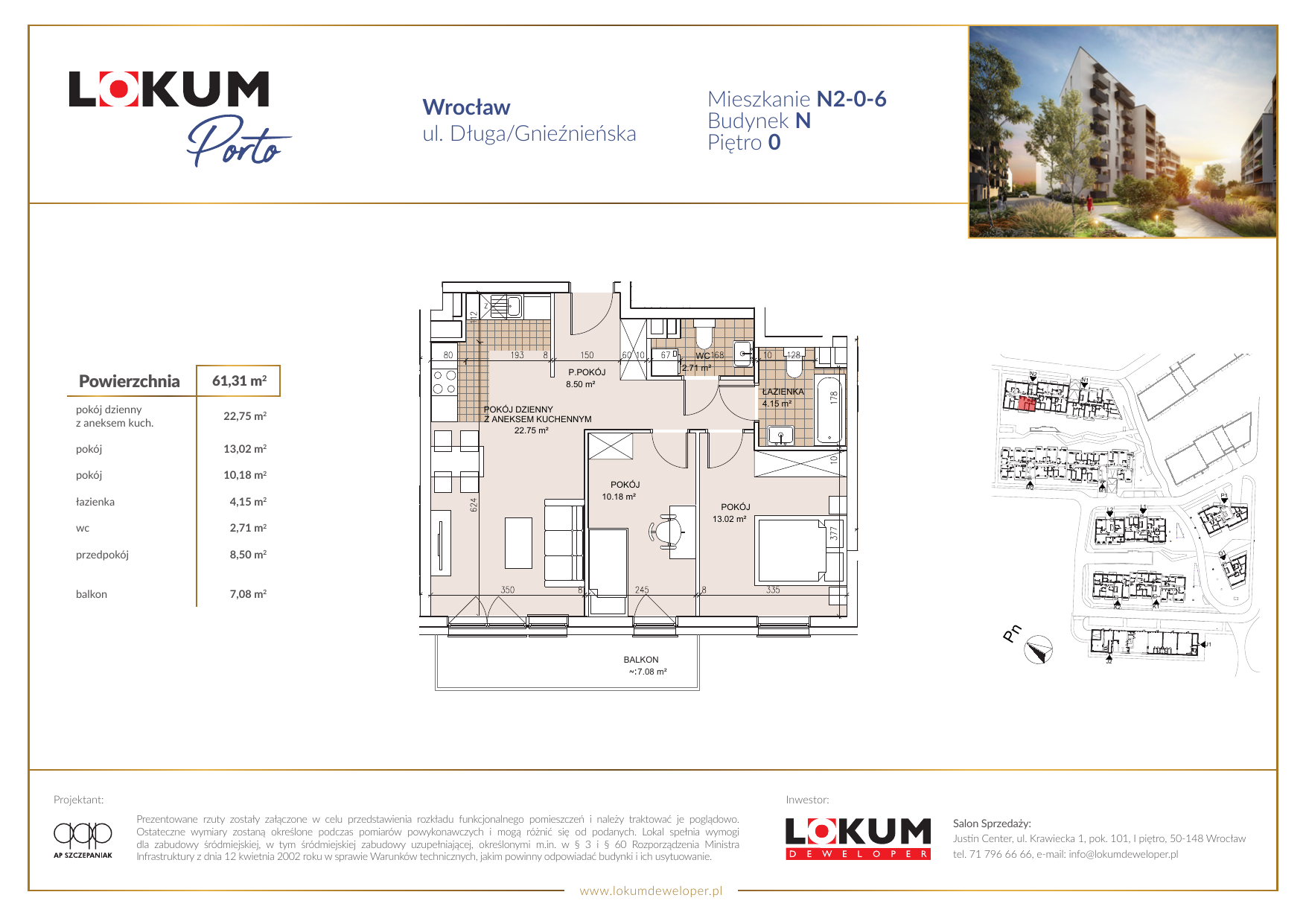 Mieszkanie 61,40 m², parter, oferta nr N2-0-6, Lokum Porto, Wrocław, Szczepin, ul. Długa/Gnieźnieńska-idx