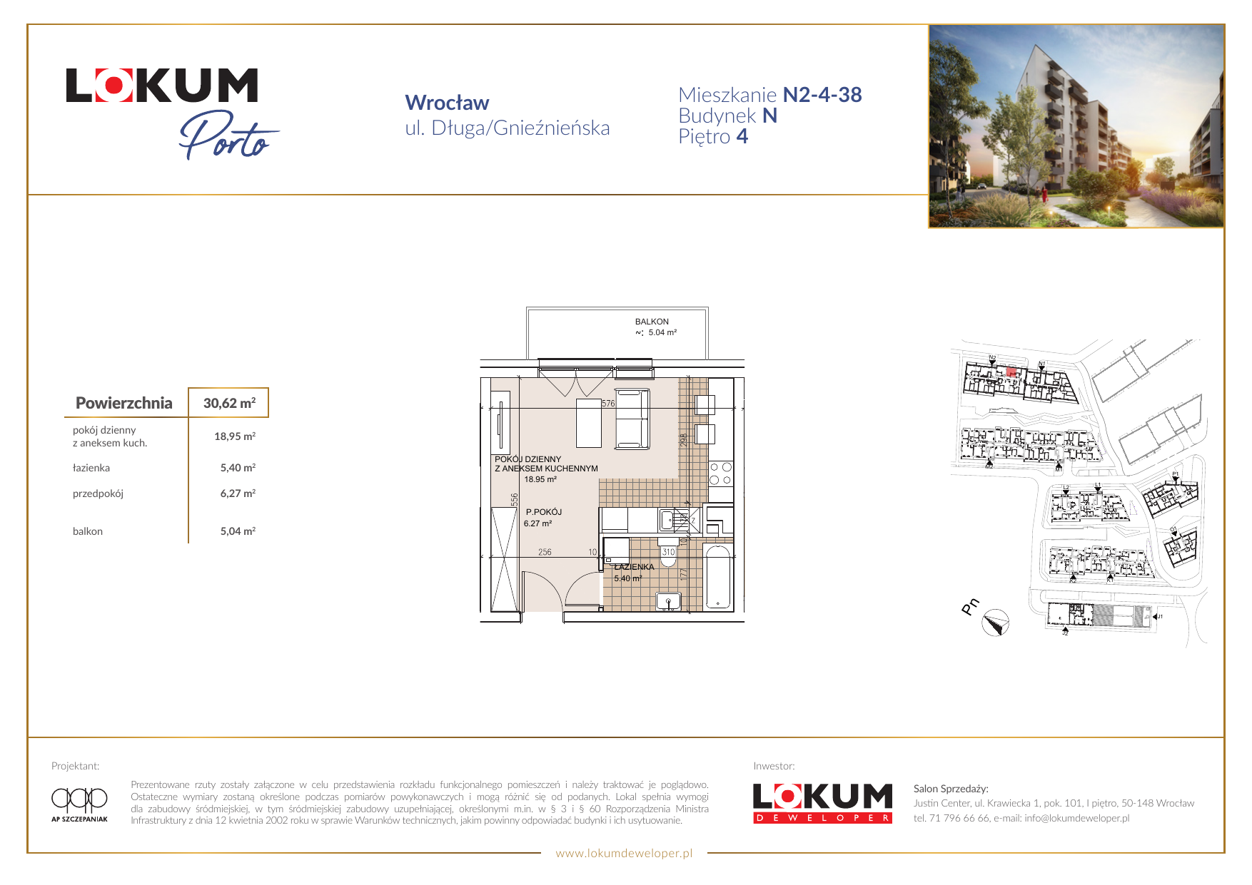 Mieszkanie 30,72 m², piętro 4, oferta nr N2-4-38, Lokum Porto, Wrocław, Szczepin, ul. Długa/Gnieźnieńska-idx