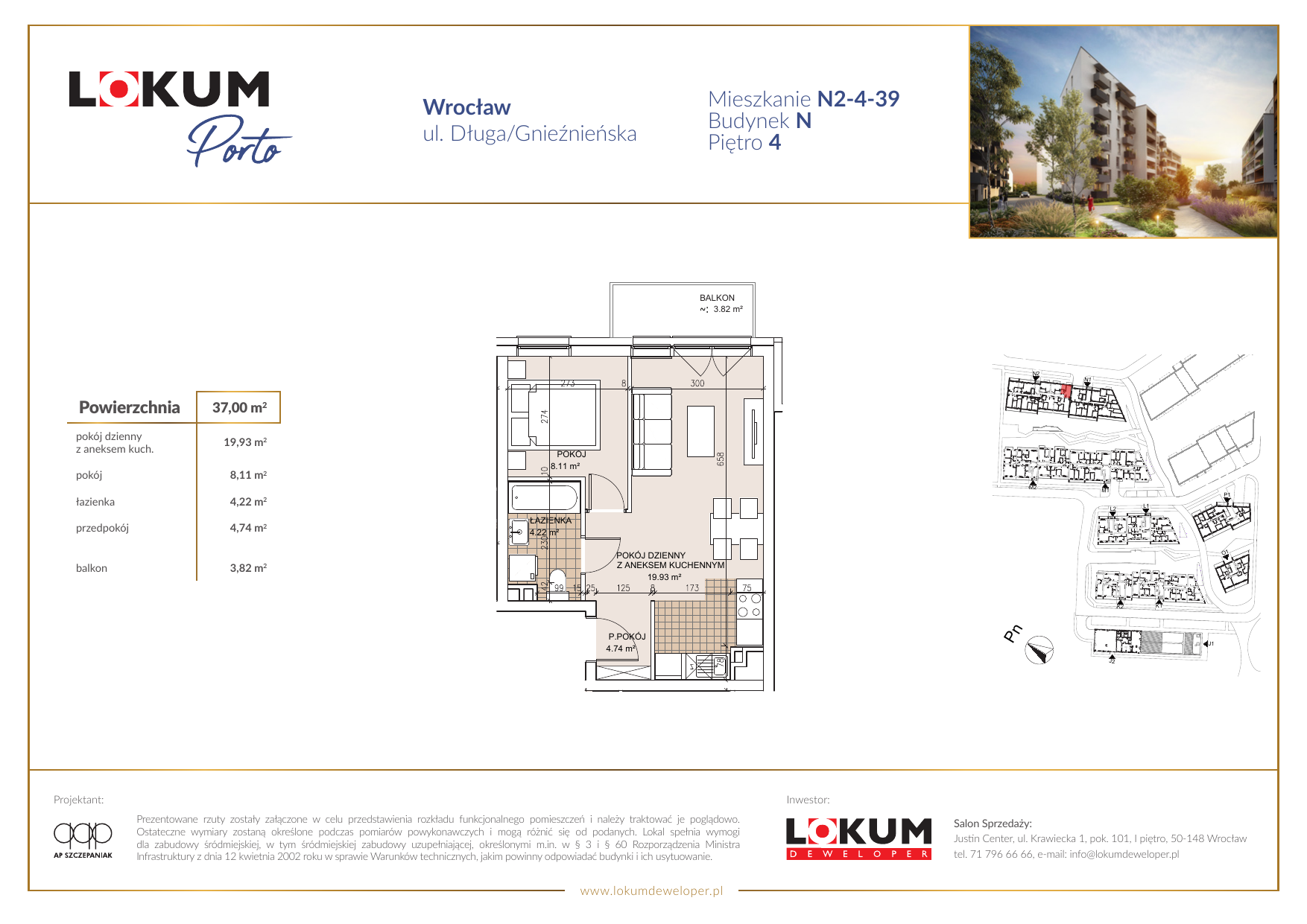 Mieszkanie 37,00 m², piętro 4, oferta nr N2-4-39, Lokum Porto, Wrocław, Szczepin, ul. Długa/Gnieźnieńska-idx