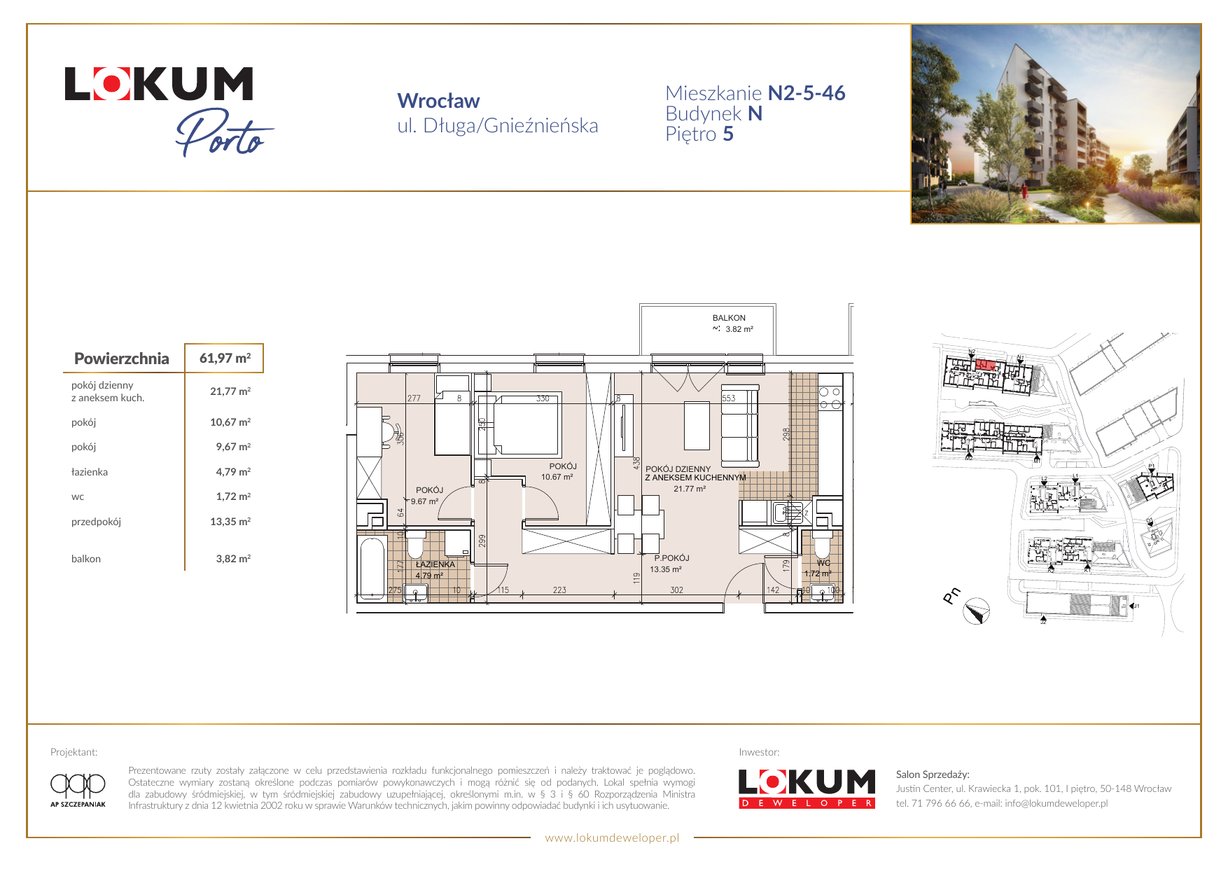 Mieszkanie 62,06 m², piętro 5, oferta nr N2-5-46, Lokum Porto, Wrocław, Szczepin, ul. Długa/Gnieźnieńska-idx