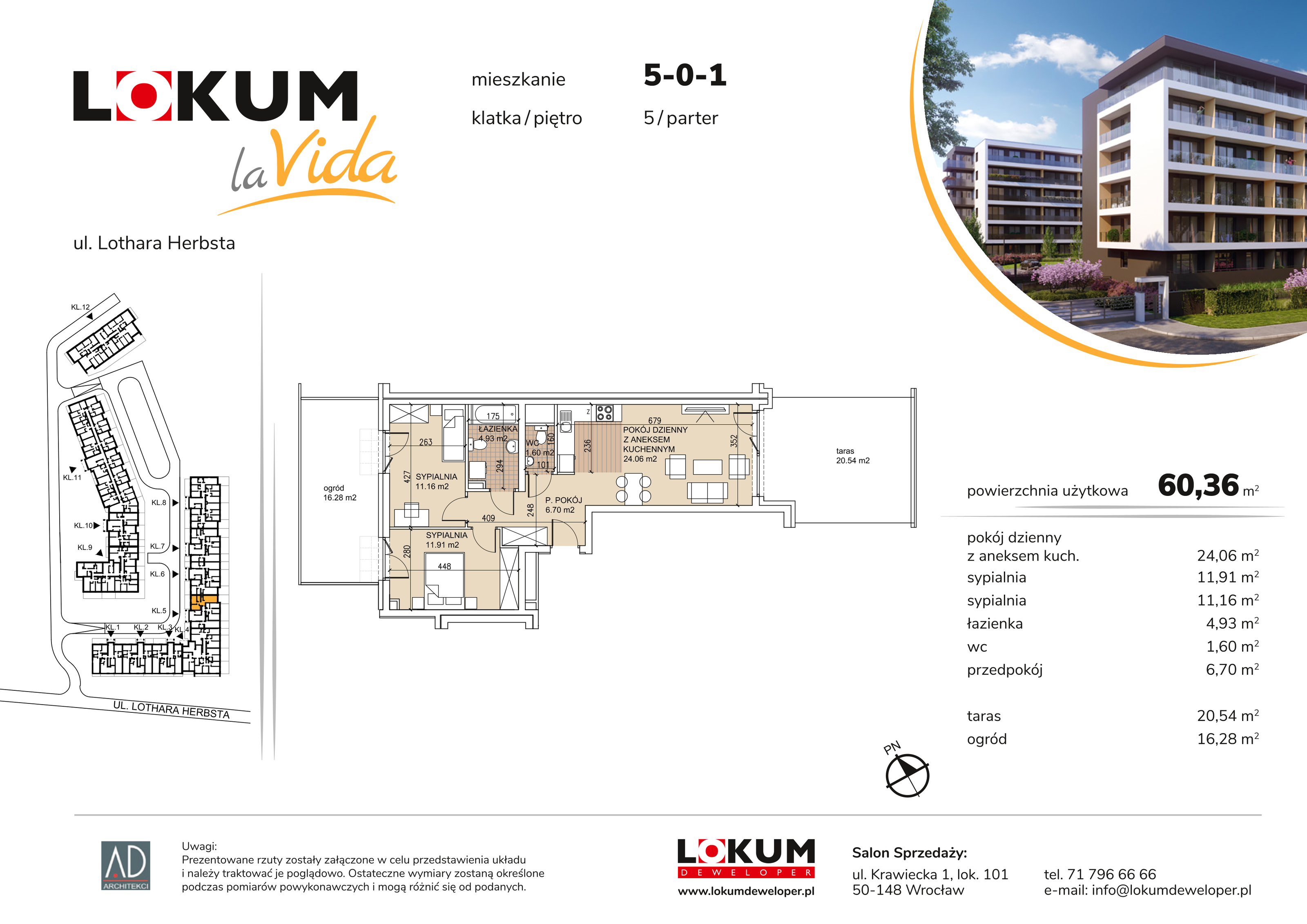 Mieszkanie 60,36 m², parter, oferta nr 5-0-1, Lokum la Vida, Wrocław, Sołtysowice, ul. Lothara Herbsta-idx