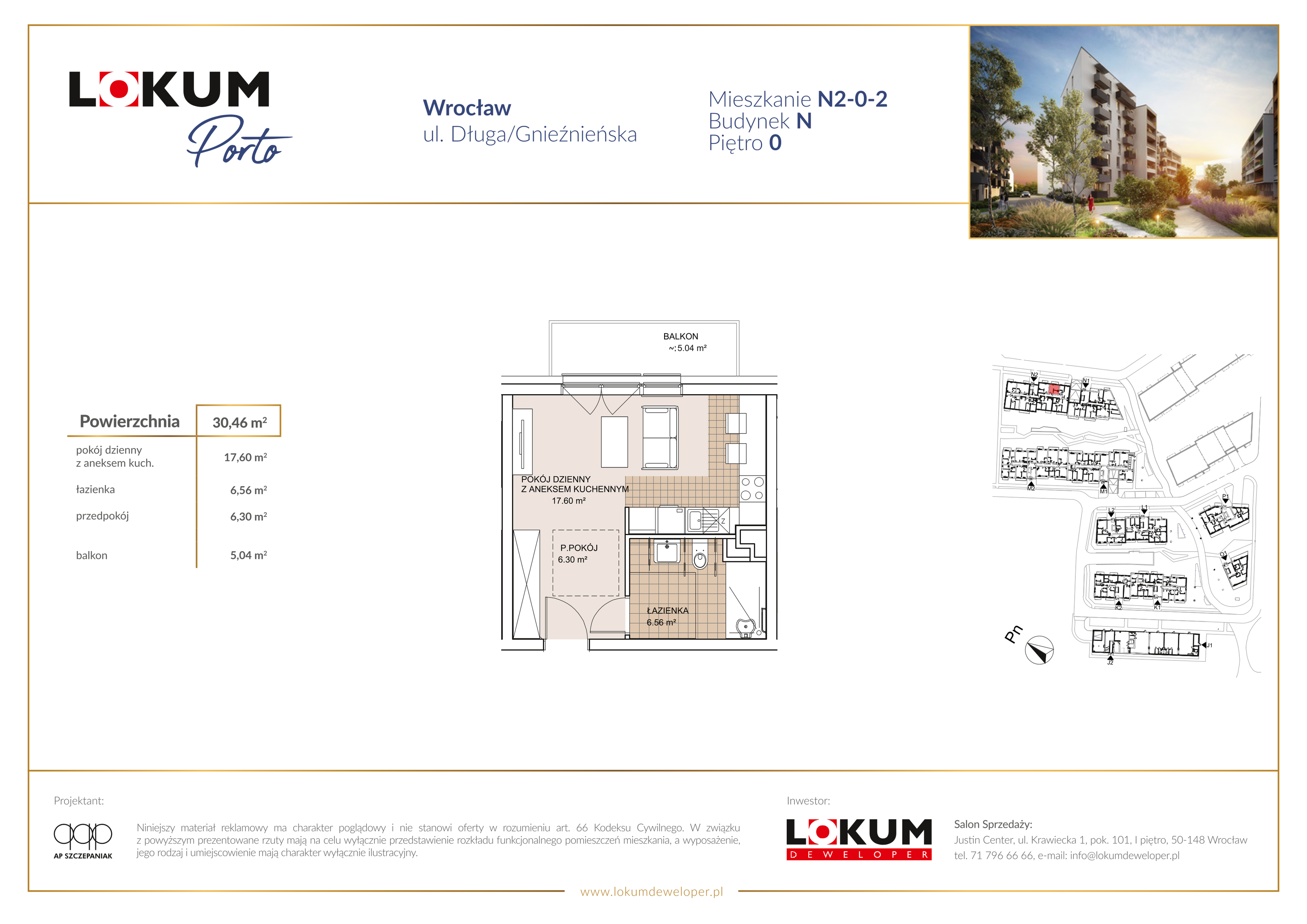 Mieszkanie 30,46 m², parter, oferta nr N2-0-2, Lokum Porto, Wrocław, Szczepin, ul. Długa/Gnieźnieńska-idx