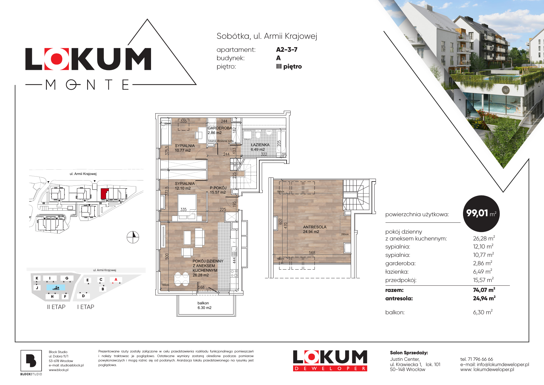 Mieszkanie 99,90 m², piętro 3, oferta nr A2-3-7, Lokum Monte, Sobótka, ul. Armii Krajowej-idx