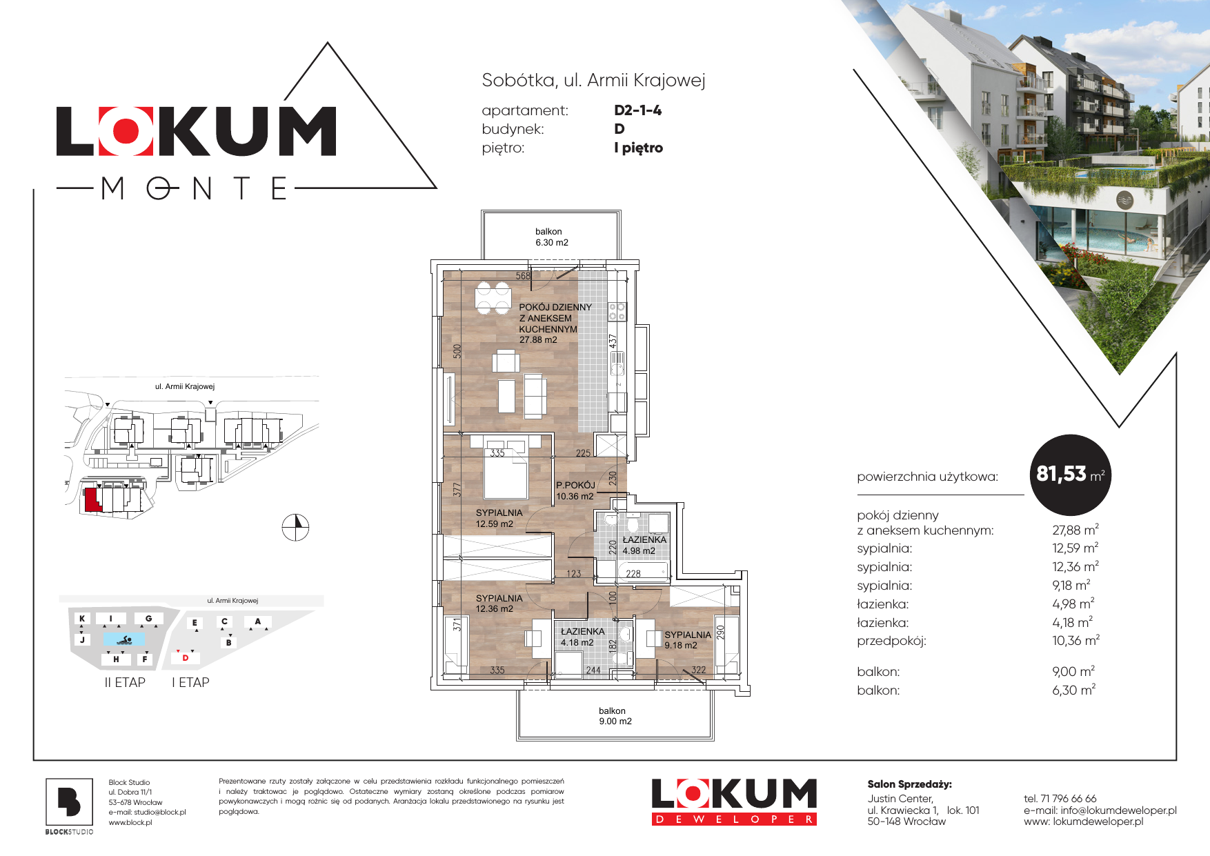 Mieszkanie 81,32 m², piętro 1, oferta nr D2-1-4, Lokum Monte, Sobótka, ul. Armii Krajowej-idx