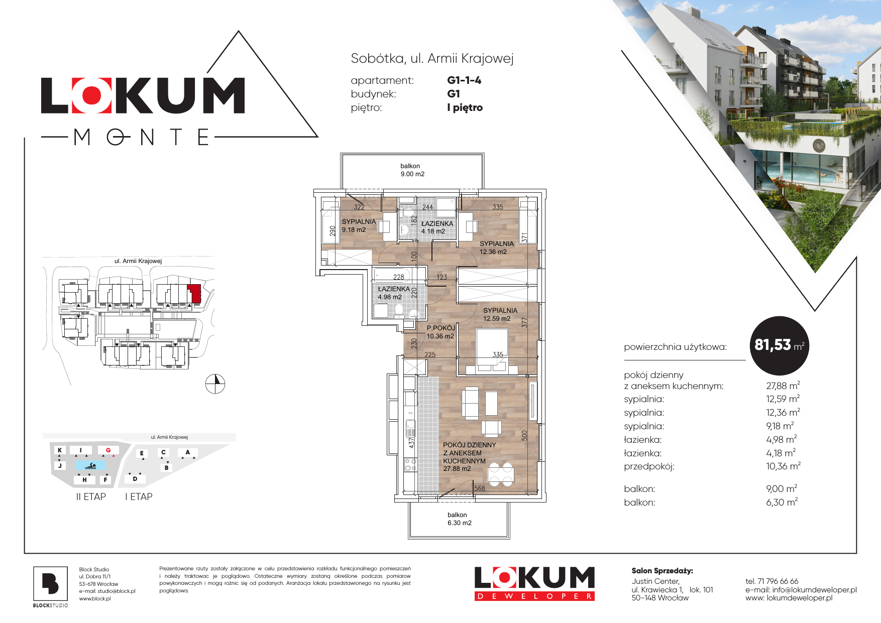 Mieszkanie 81,46 m², piętro 1, oferta nr G1-1-4, Lokum Monte, Sobótka, ul. Armii Krajowej-idx