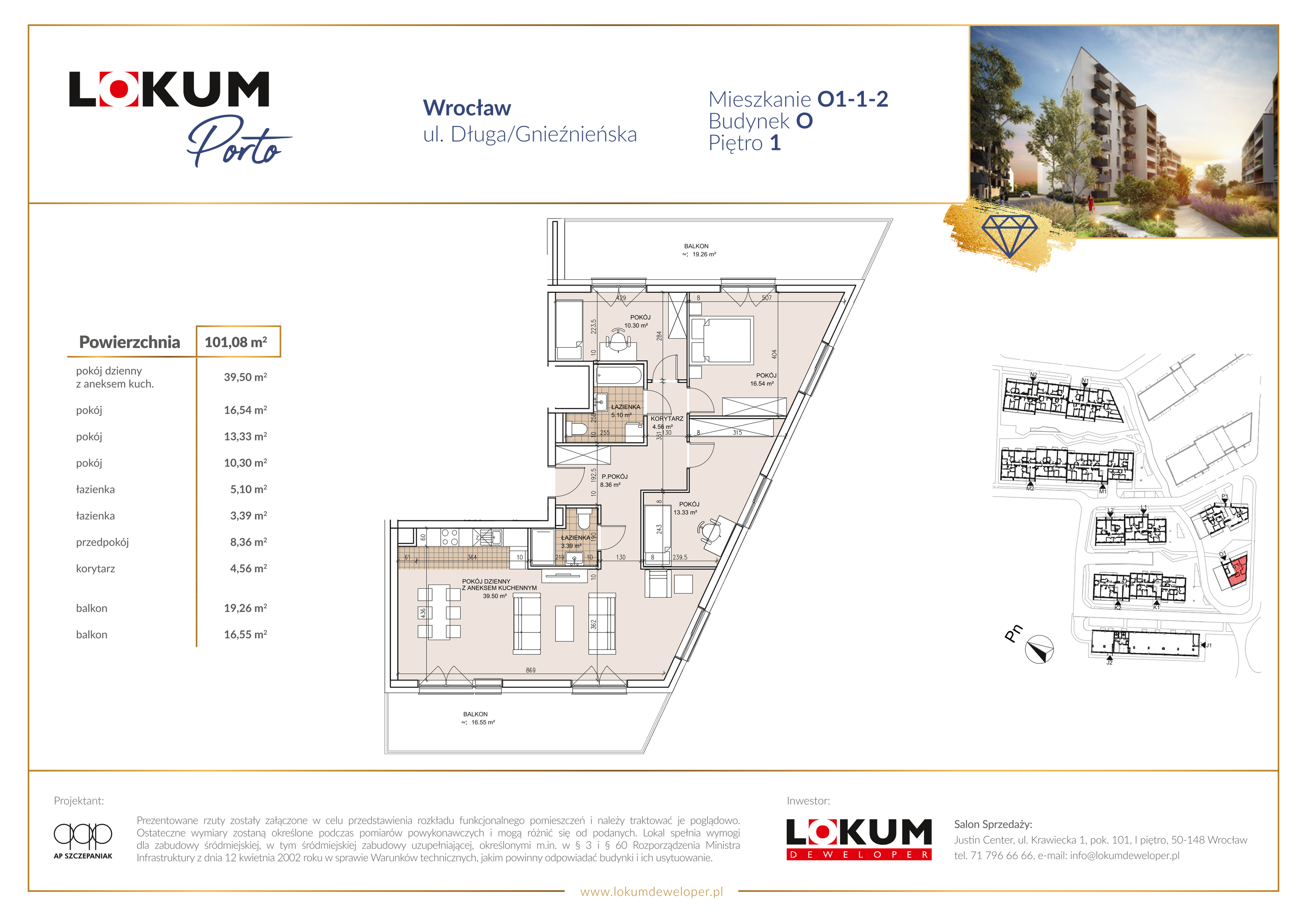 Mieszkanie 101,24 m², piętro 1, oferta nr O1-1-2, Lokum Porto, Wrocław, Szczepin, ul. Długa/Gnieźnieńska-idx