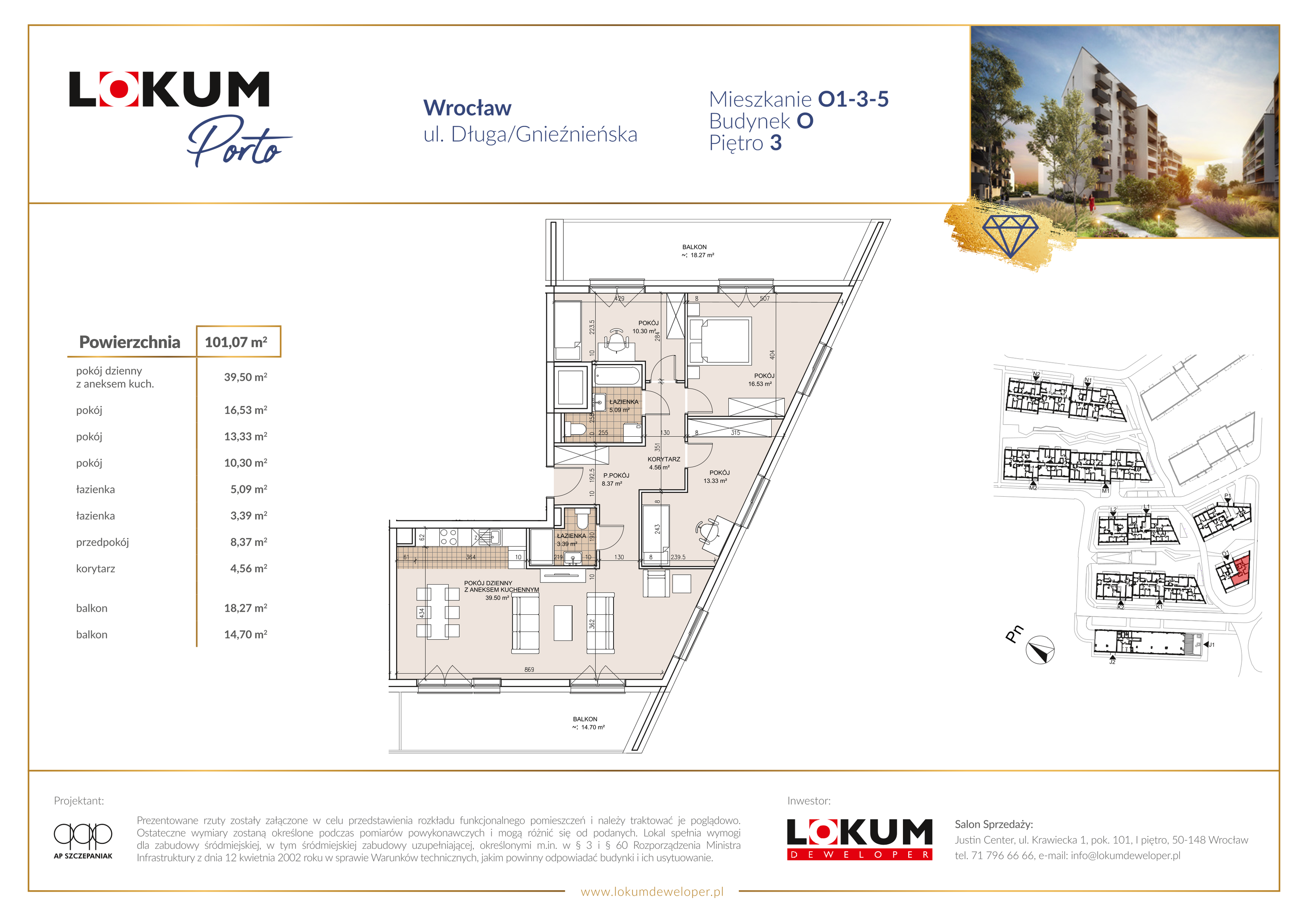 Mieszkanie 101,30 m², piętro 3, oferta nr O1-3-5, Lokum Porto, Wrocław, Szczepin, ul. Długa/Gnieźnieńska-idx