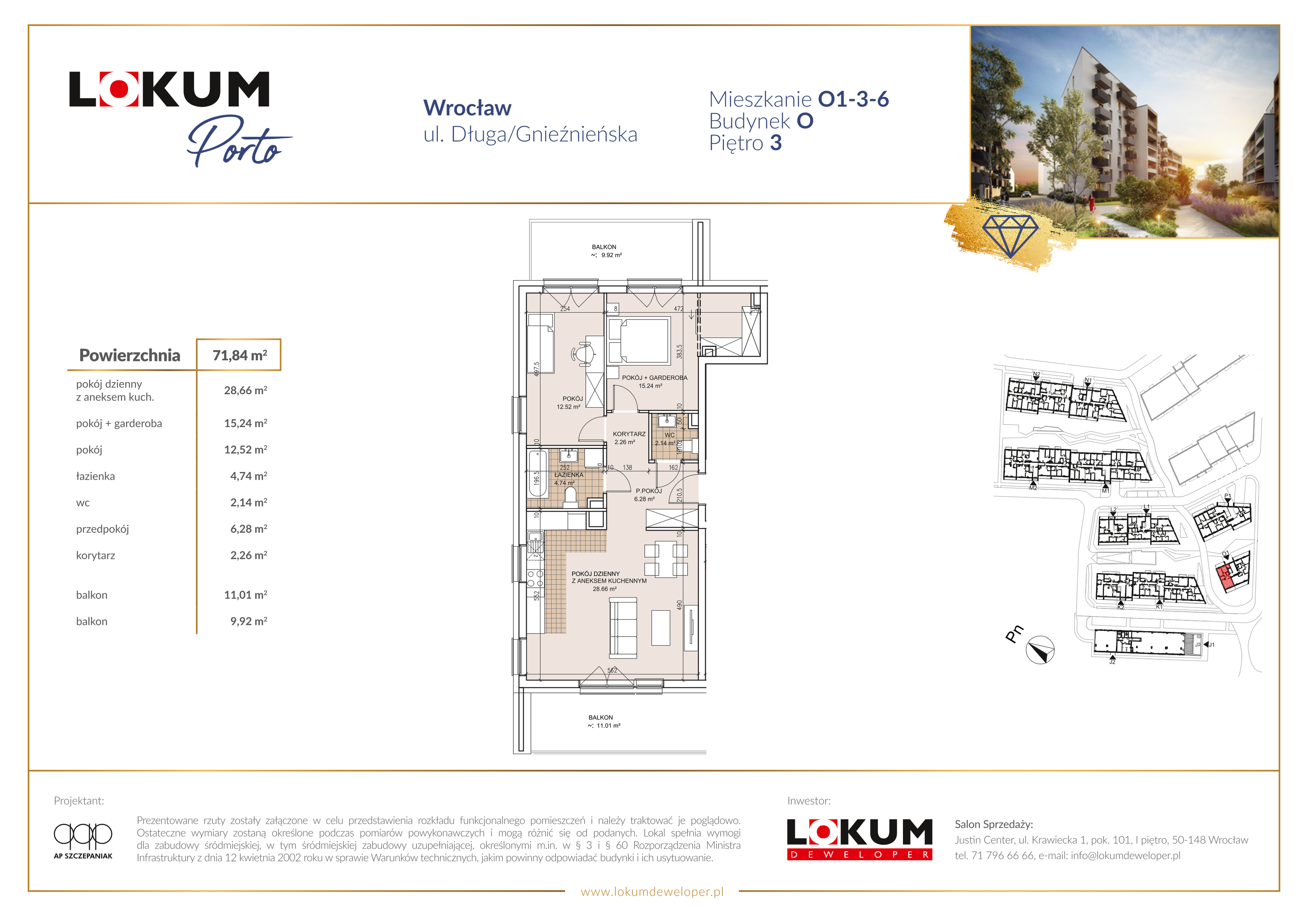 Mieszkanie 71,99 m², piętro 3, oferta nr O1-3-6, Lokum Porto, Wrocław, Szczepin, ul. Długa/Gnieźnieńska-idx