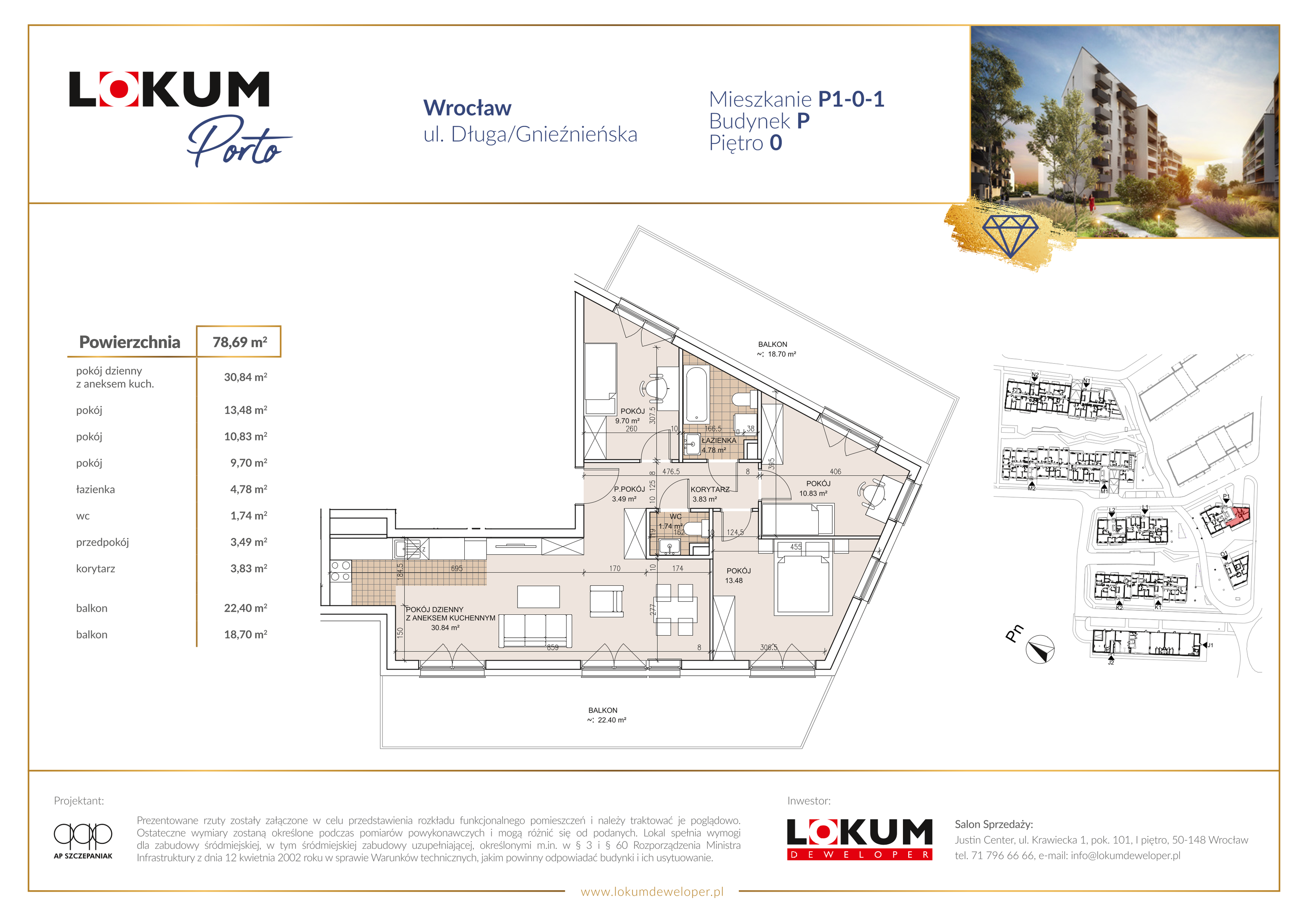 Mieszkanie 79,28 m², parter, oferta nr P1-0-1, Lokum Porto, Wrocław, Szczepin, ul. Długa/Gnieźnieńska-idx