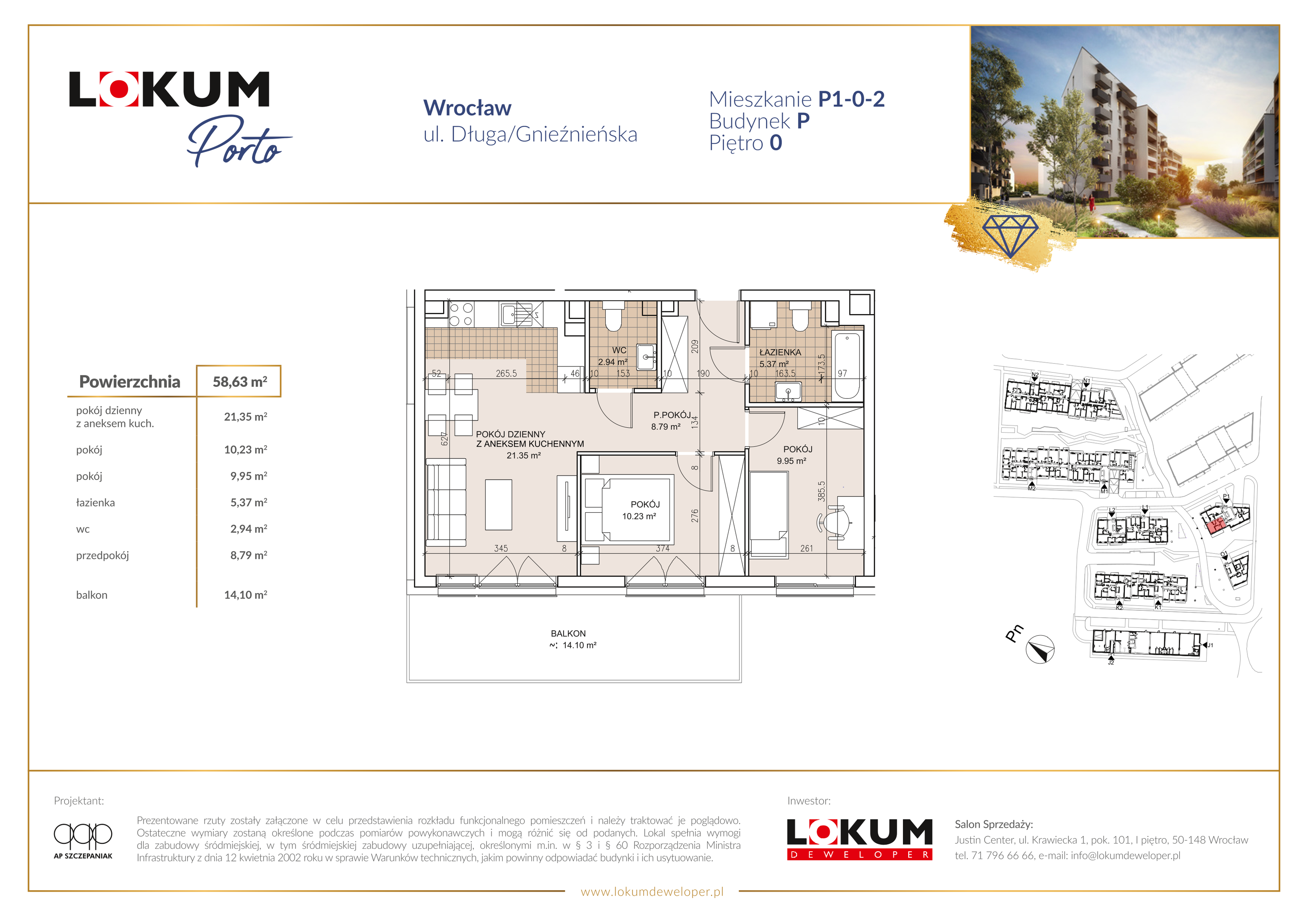 Mieszkanie 58,87 m², parter, oferta nr P1-0-2, Lokum Porto, Wrocław, Szczepin, ul. Długa/Gnieźnieńska-idx