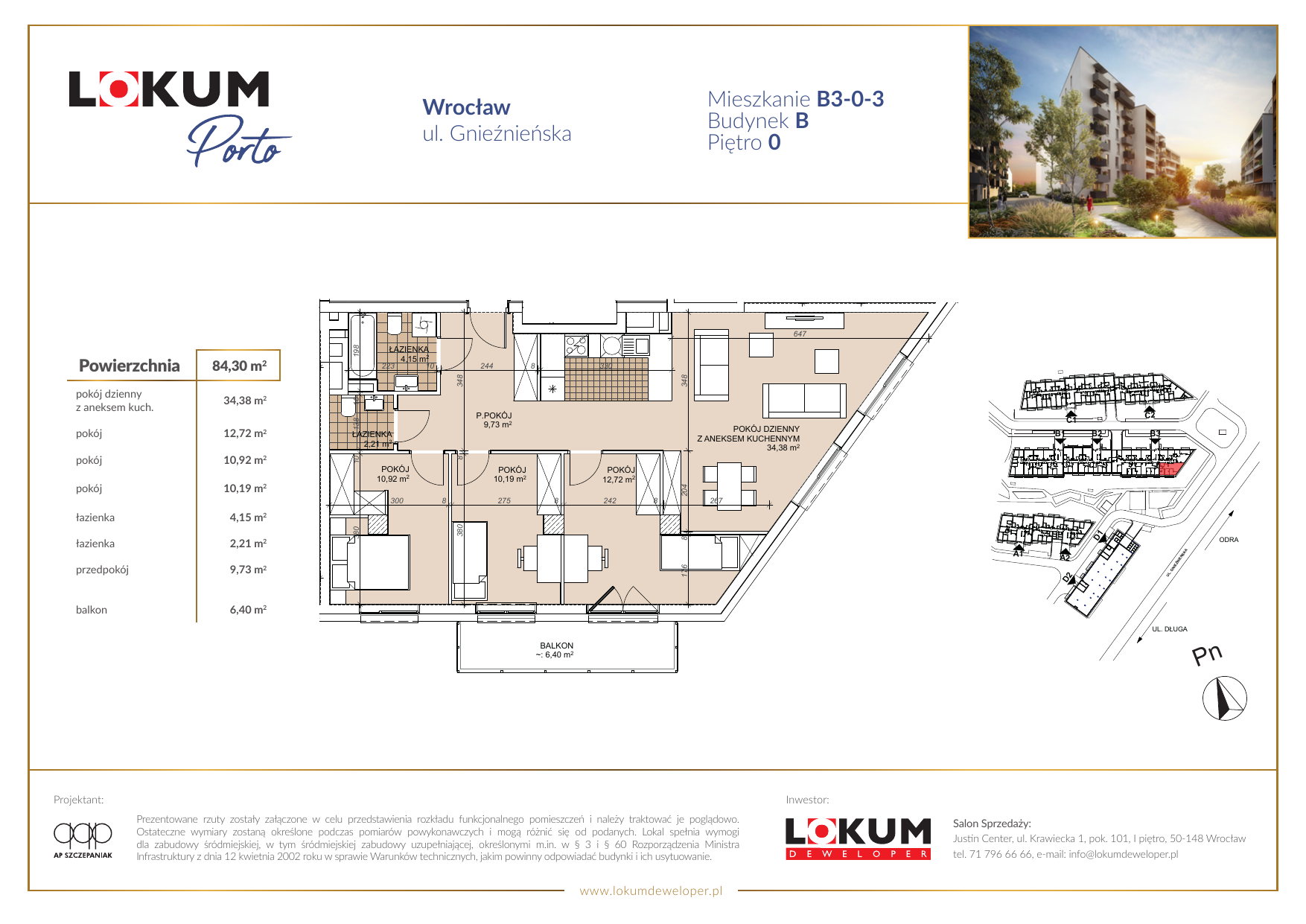 Mieszkanie 84,37 m², parter, oferta nr B3-0-3, Lokum Porto, Wrocław, Szczepin, ul. Długa/Gnieźnieńska-idx