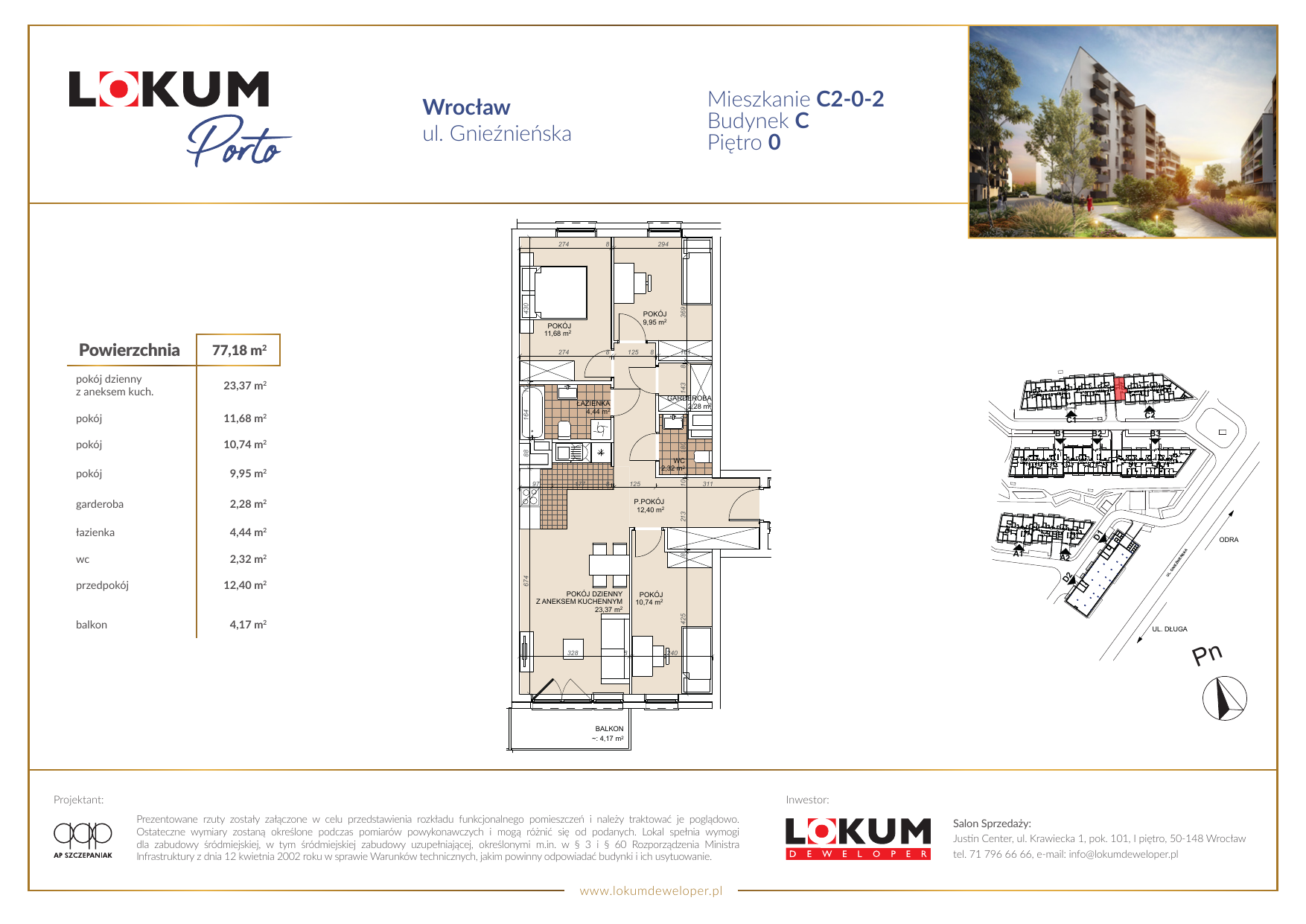 Mieszkanie 77,30 m², parter, oferta nr C2-0-2, Lokum Porto, Wrocław, Szczepin, ul. Długa/Gnieźnieńska-idx