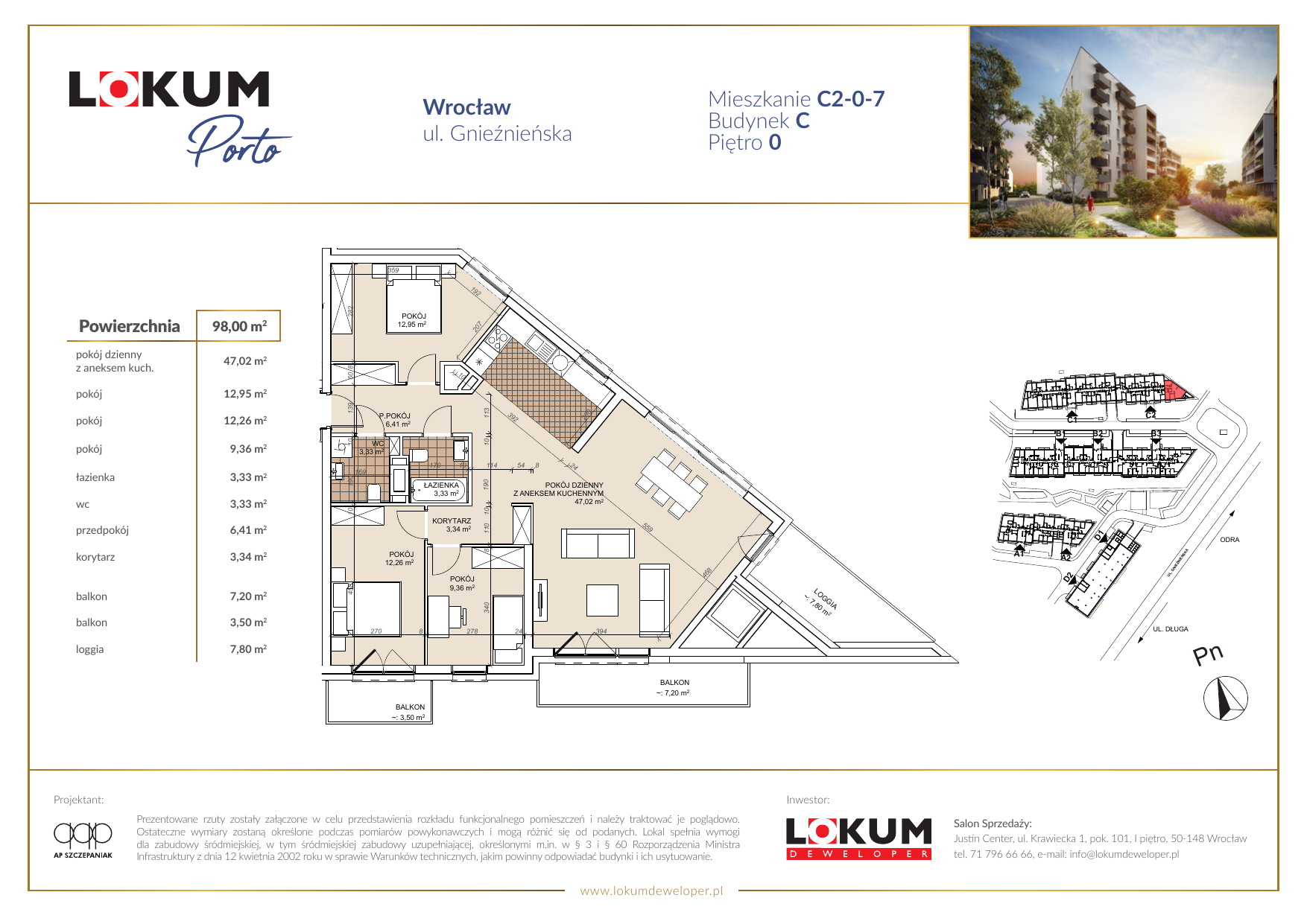 Mieszkanie 98,41 m², parter, oferta nr C2-0-7, Lokum Porto, Wrocław, Szczepin, ul. Długa/Gnieźnieńska-idx