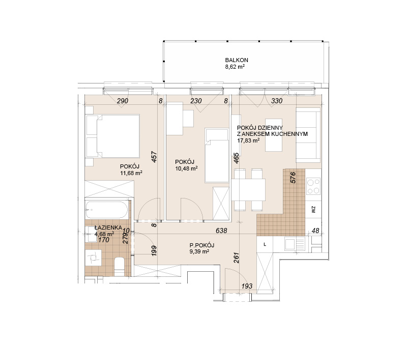 Mieszkanie 54,06 m², parter, oferta nr E1-0-4, Lokum Porto Etap VI, Wrocław, Szczepin, ul. Długa/Gnieźnieńska-idx