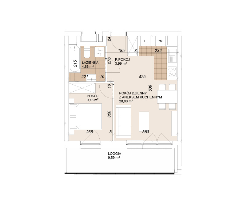 Mieszkanie 38,65 m², piętro 1, oferta nr E1-1-21, Lokum Porto Etap VI, Wrocław, Szczepin, ul. Długa/Gnieźnieńska-idx