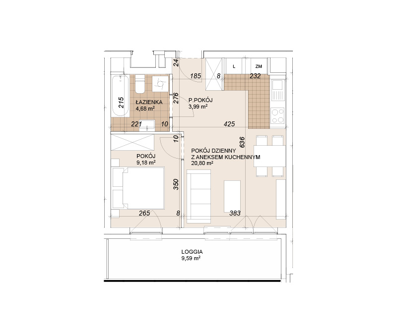 Mieszkanie 38,65 m², piętro 2, oferta nr E1-2-34, Lokum Porto Etap VI, Wrocław, Szczepin, ul. Długa/Gnieźnieńska-idx