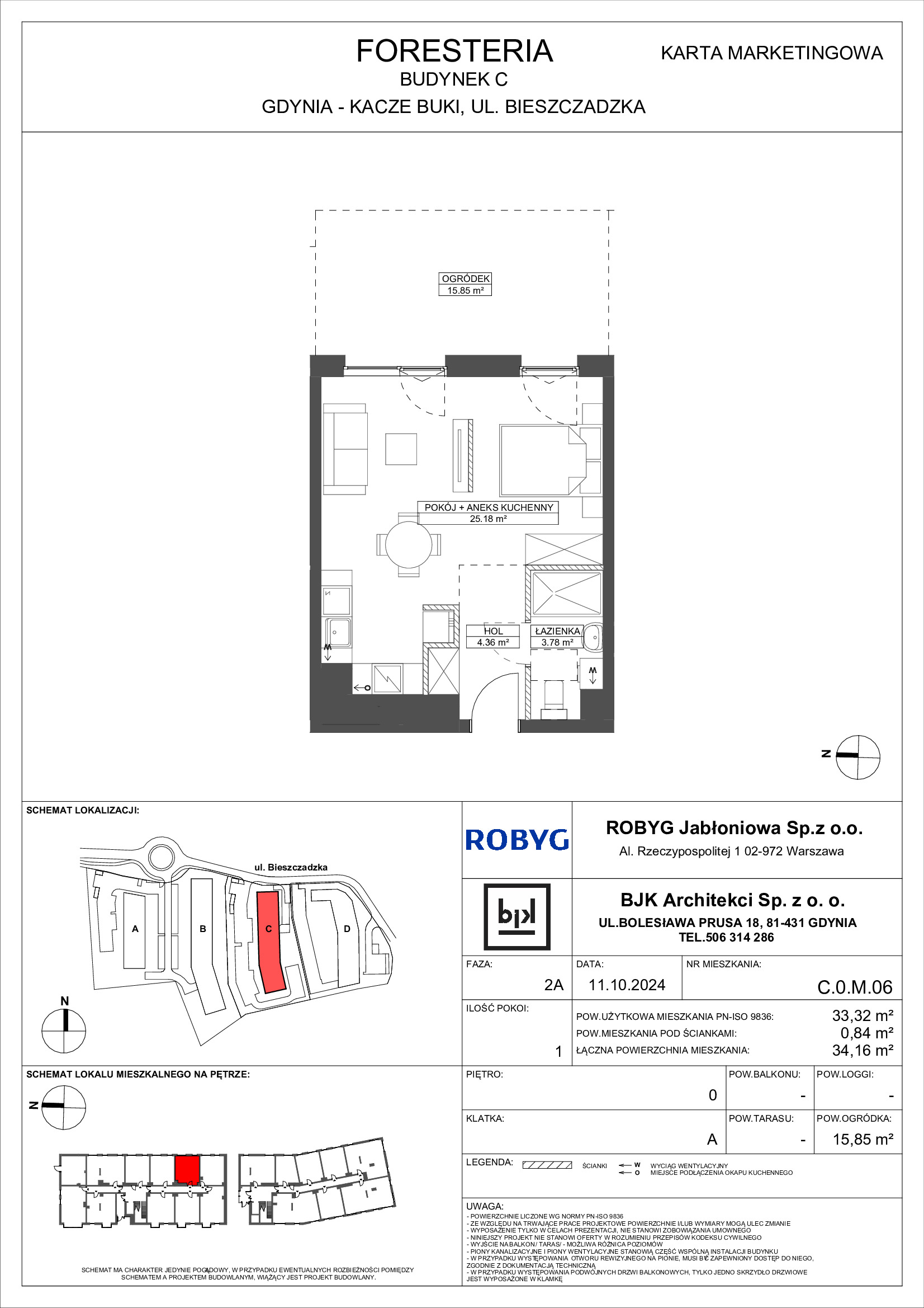 Mieszkanie 33,32 m², parter, oferta nr C.0M06, Foresteria, Gdynia, Wielki Kack, Kacze Buki, ul. Bieszczadzka-idx