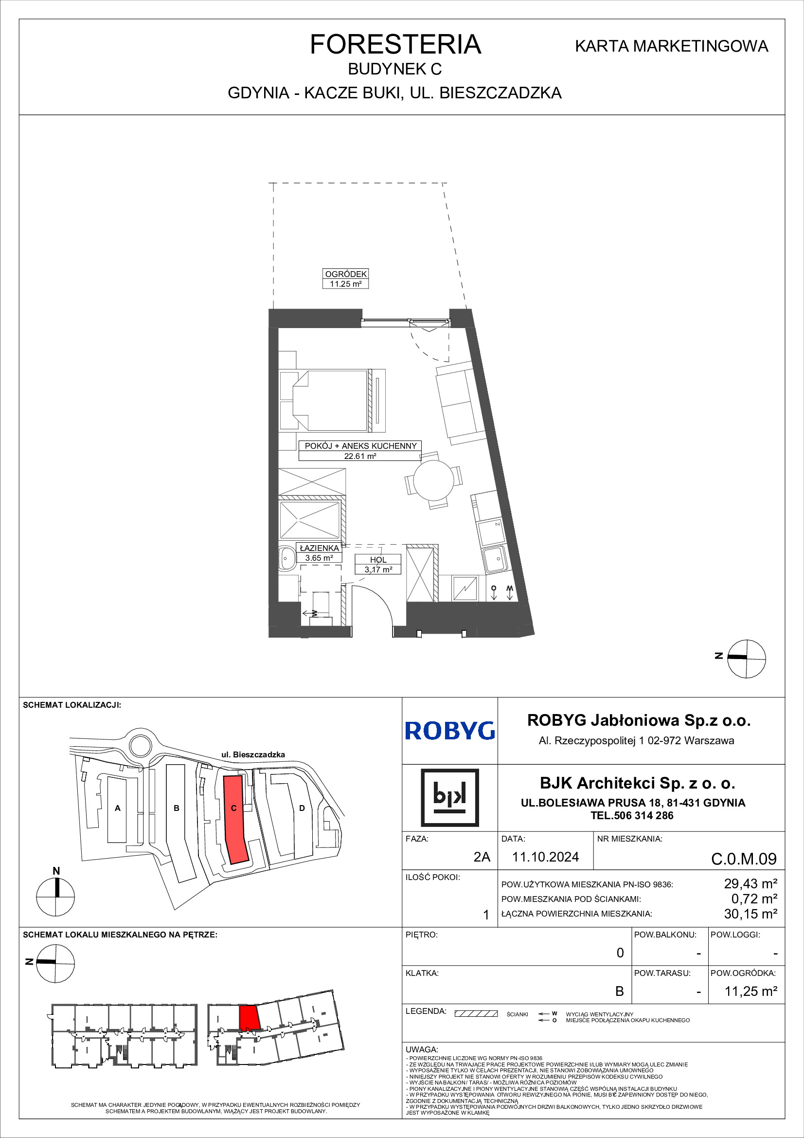 Mieszkanie 29,43 m², parter, oferta nr C.0M09, Foresteria, Gdynia, Wielki Kack, Kacze Buki, ul. Bieszczadzka-idx