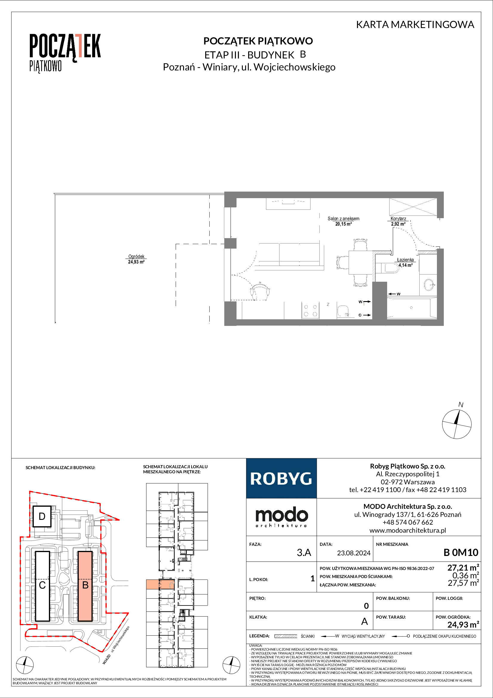 Mieszkanie 27,21 m², parter, oferta nr B.0M10, Początek Piątkowo, Poznań, Piątkowo, ul. Wojciechowskiego-idx