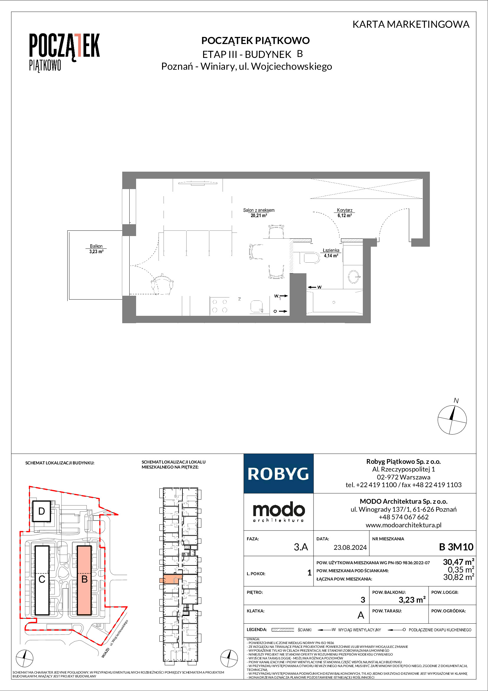 Mieszkanie 30,47 m², piętro 3, oferta nr B.3M10, Początek Piątkowo, Poznań, Piątkowo, ul. Wojciechowskiego-idx