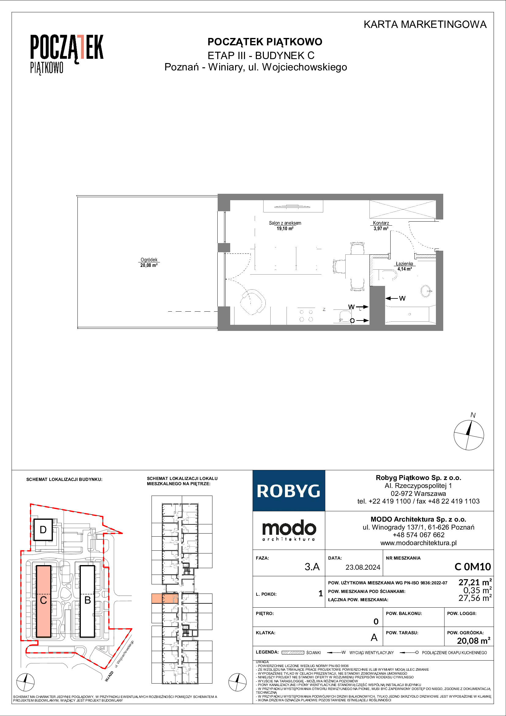 Mieszkanie 27,21 m², parter, oferta nr C.0M10, Początek Piątkowo Budynek C, Poznań, Piątkowo, ul. Wojciechowskiego-idx