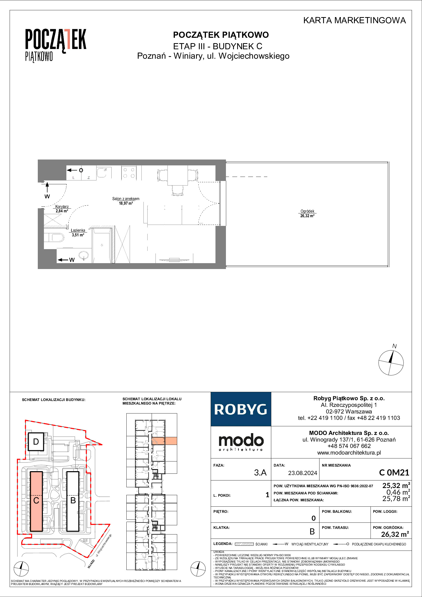 Mieszkanie 25,32 m², parter, oferta nr C.0M21, Początek Piątkowo Budynek C, Poznań, Piątkowo, ul. Wojciechowskiego-idx