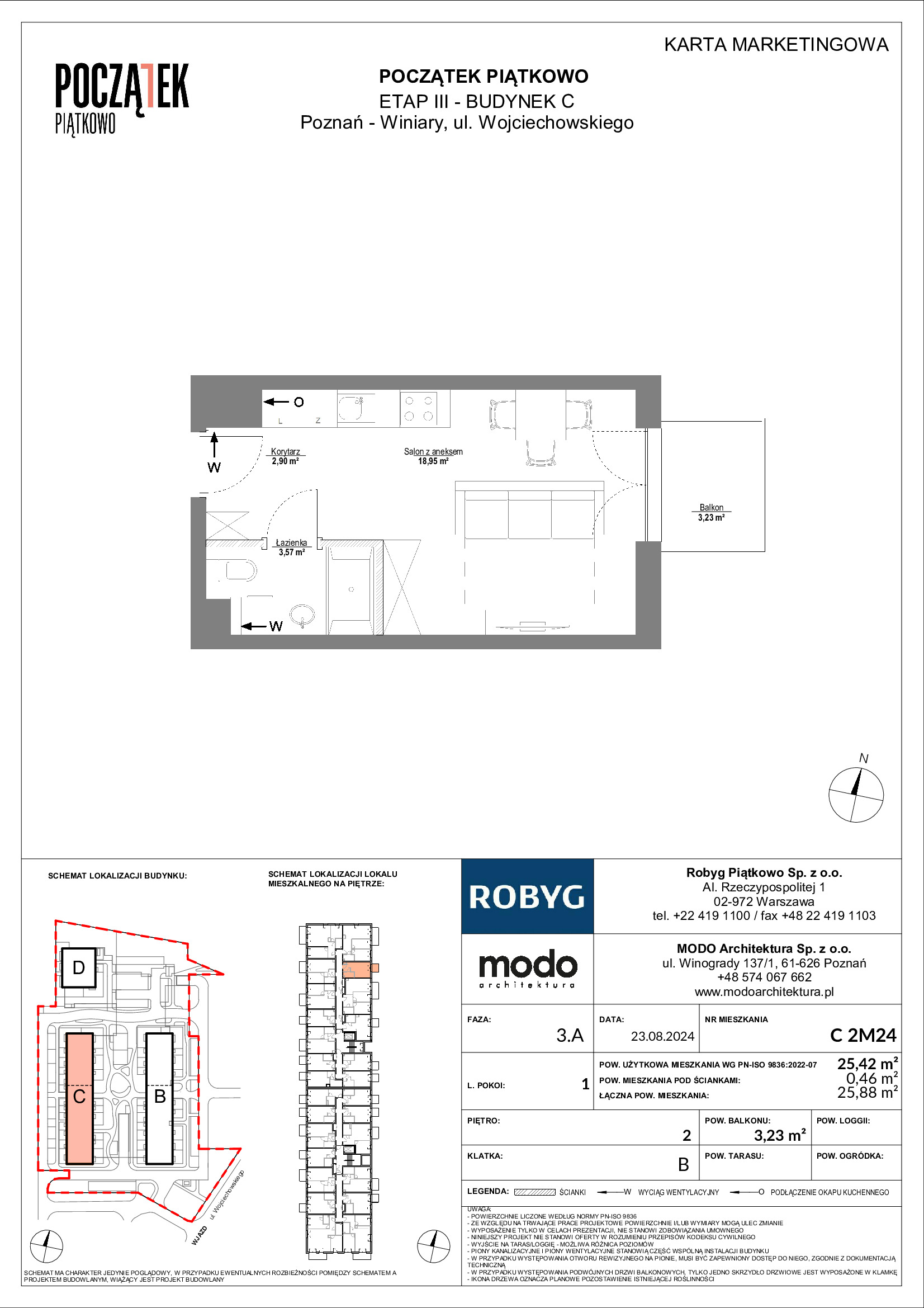 Mieszkanie 25,42 m², piętro 2, oferta nr C.2M24, Początek Piątkowo Budynek C, Poznań, Piątkowo, ul. Wojciechowskiego-idx