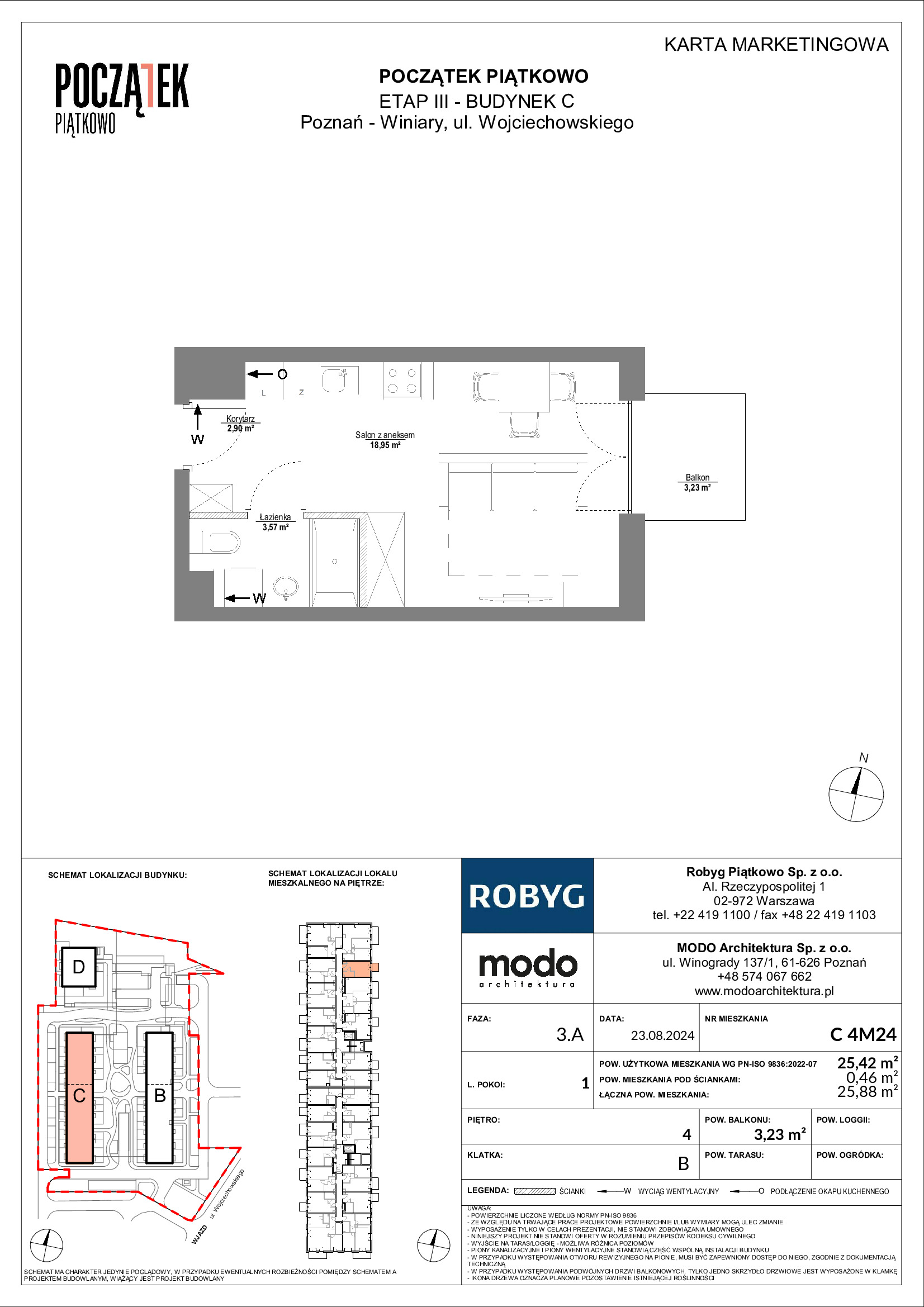 Mieszkanie 25,42 m², piętro 4, oferta nr C.4M24, Początek Piątkowo Budynek C, Poznań, Piątkowo, ul. Wojciechowskiego-idx