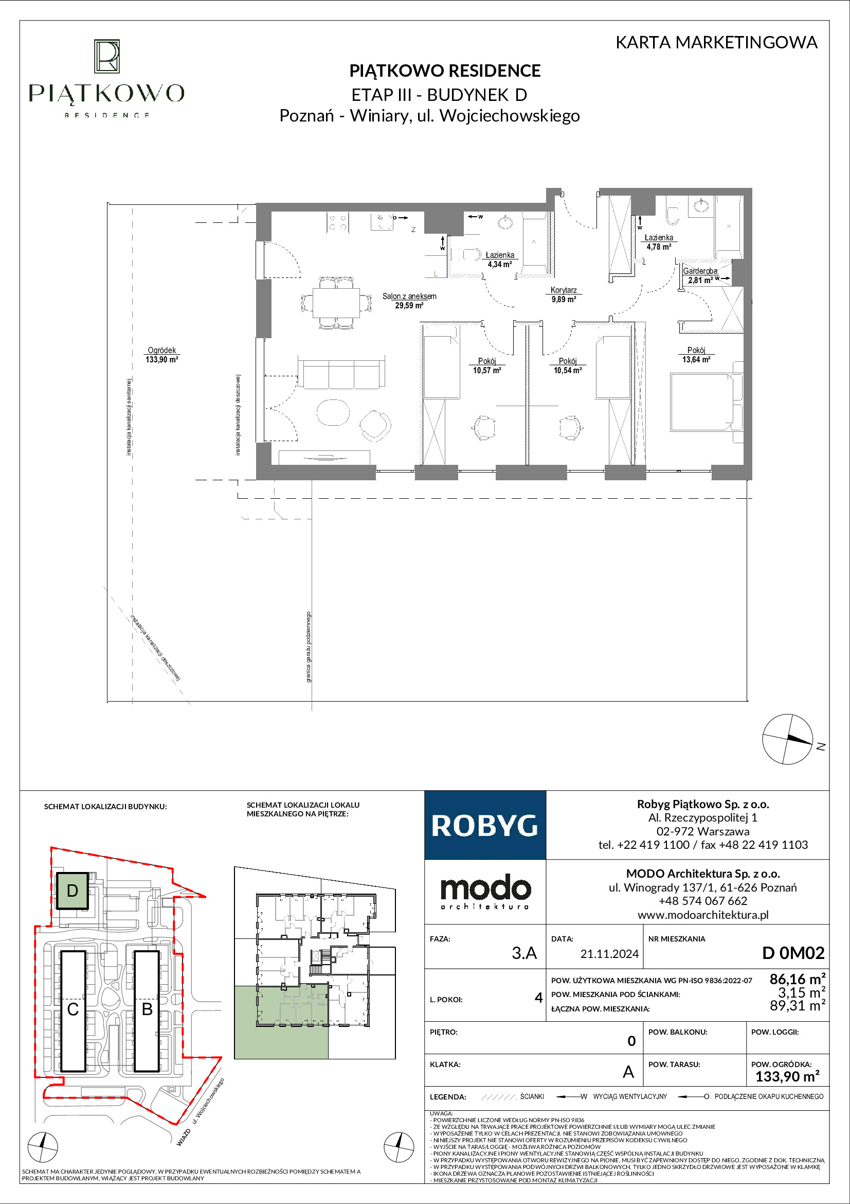 Mieszkanie 86,16 m², parter, oferta nr D.0M02, Piątkowo Residence, Poznań, Piątkowo, Piątkowo, ul. Wojciechowskiego-idx