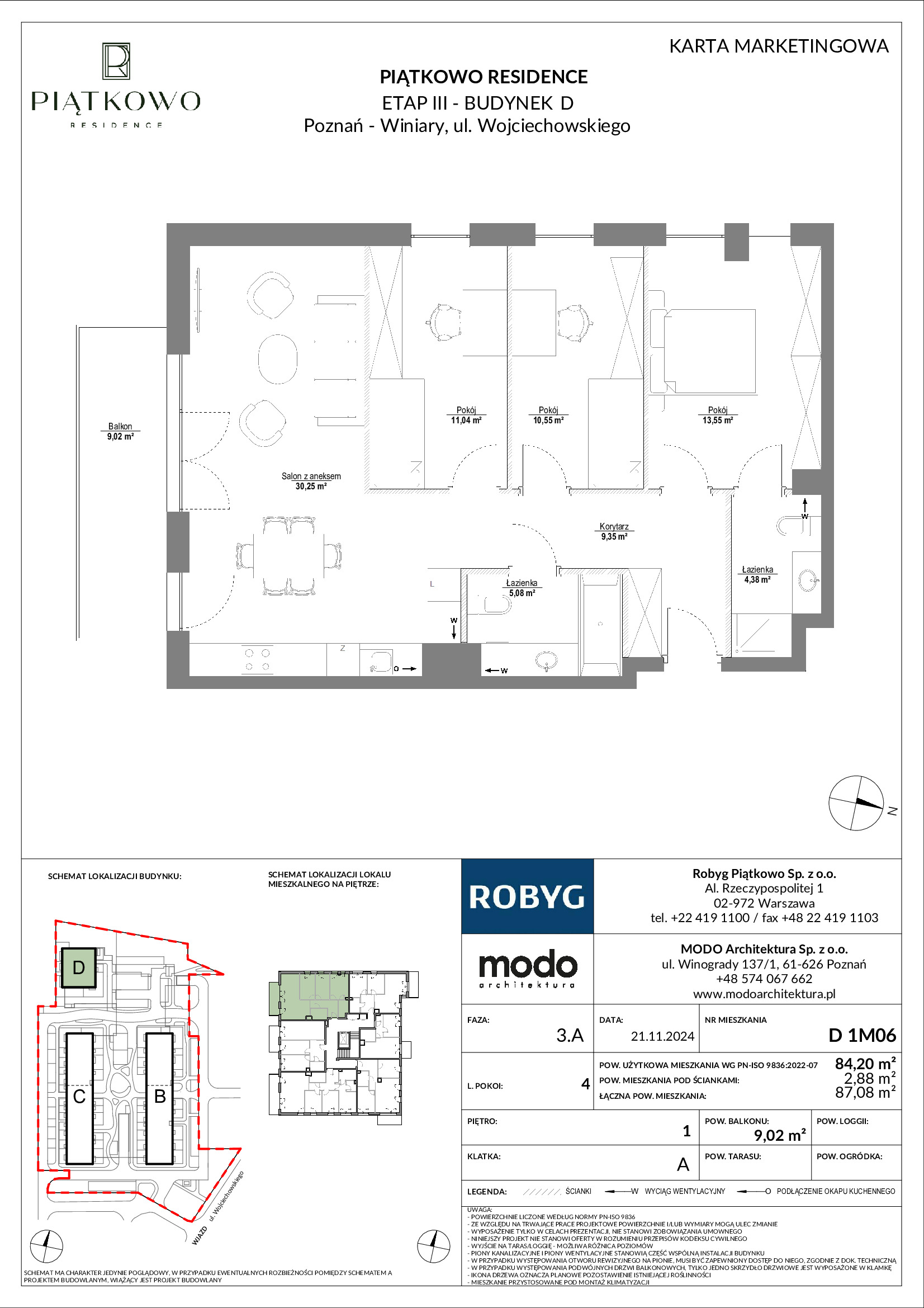 Mieszkanie 84,20 m², piętro 1, oferta nr D.1M06, Piątkowo Residence, Poznań, Piątkowo, Piątkowo, ul. Wojciechowskiego-idx