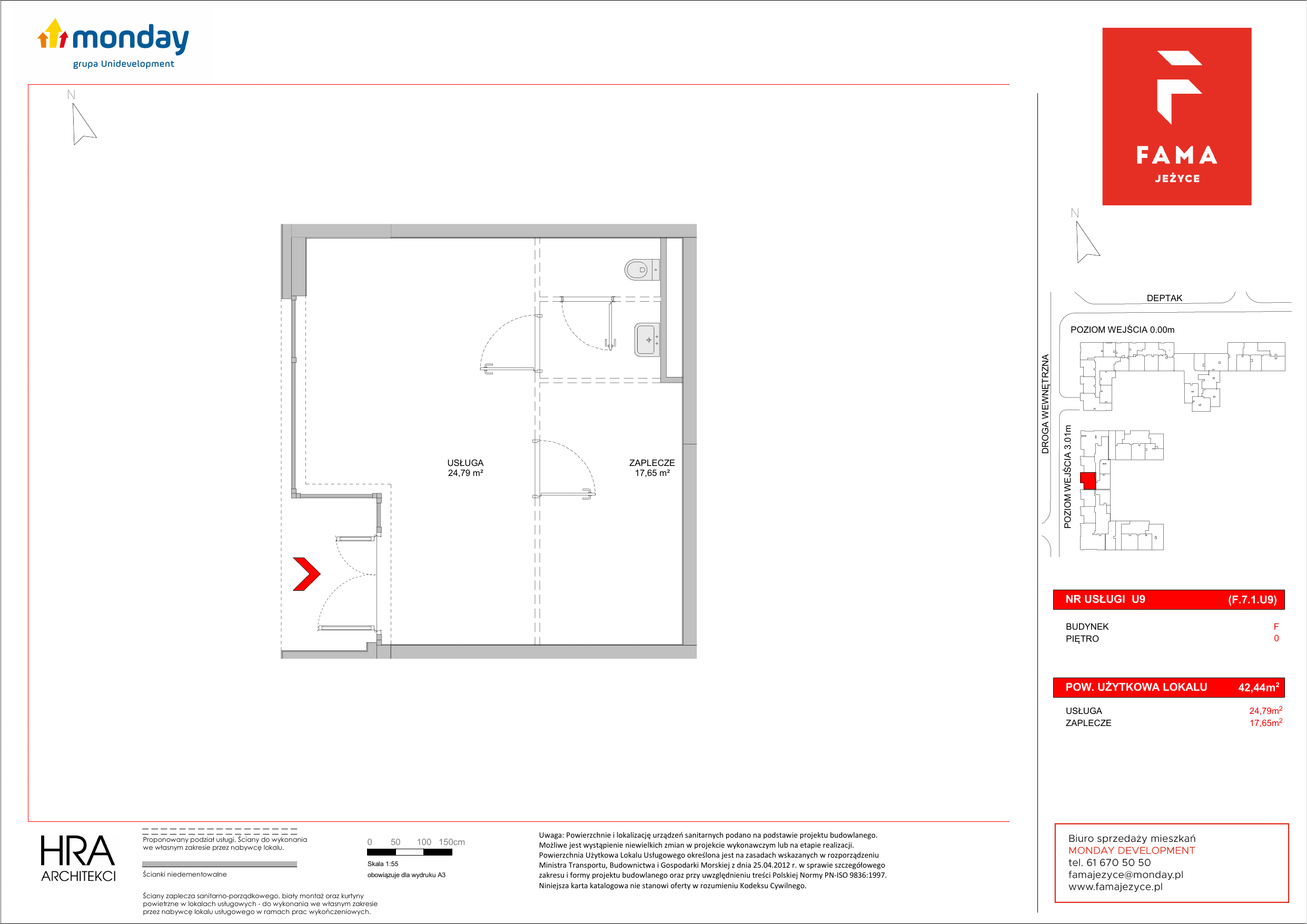 Lokal użytkowy 42,44 m², oferta nr U/9, Fama Jeżyce - lokale użytkowe, Poznań, Jeżyce, ul. Dąbrowskiego 81/85-idx