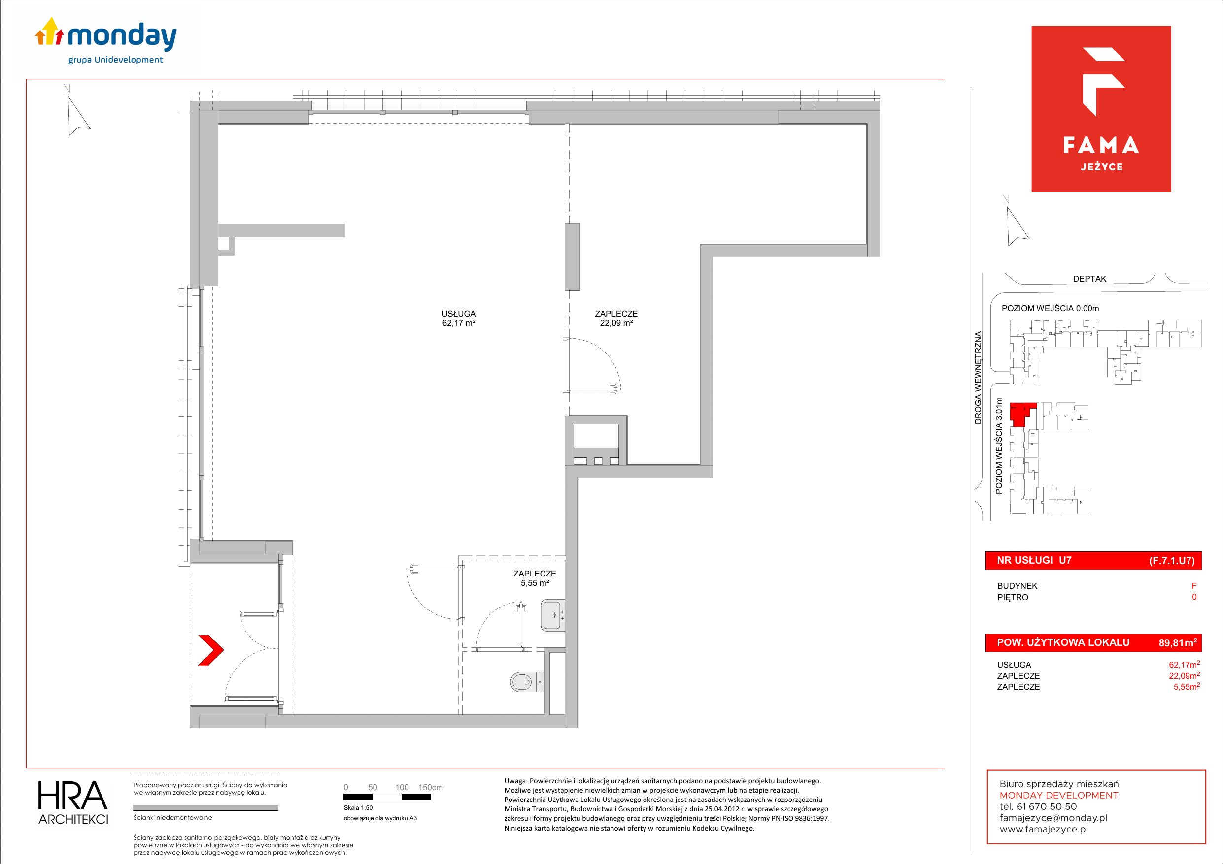 Lokal użytkowy 89,81 m², oferta nr U/7, Fama Jeżyce - lokale użytkowe, Poznań, Jeżyce, ul. Dąbrowskiego 81/85-idx