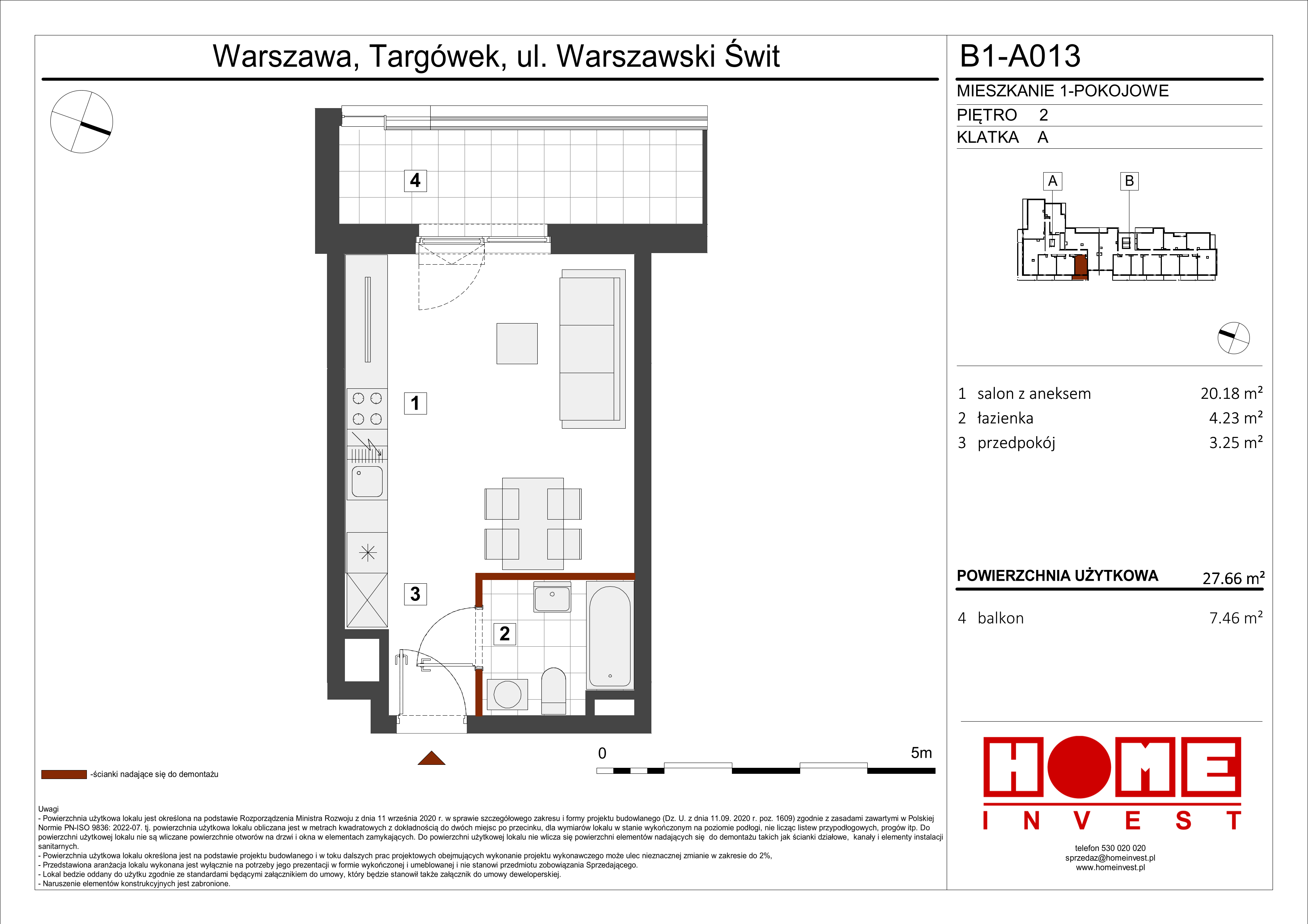 Mieszkanie 27,66 m², piętro 2, oferta nr B1, Warszawski Świt Etap VIII, Warszawa, Targówek, Bródno, ul. Warszawski Świt 5-idx