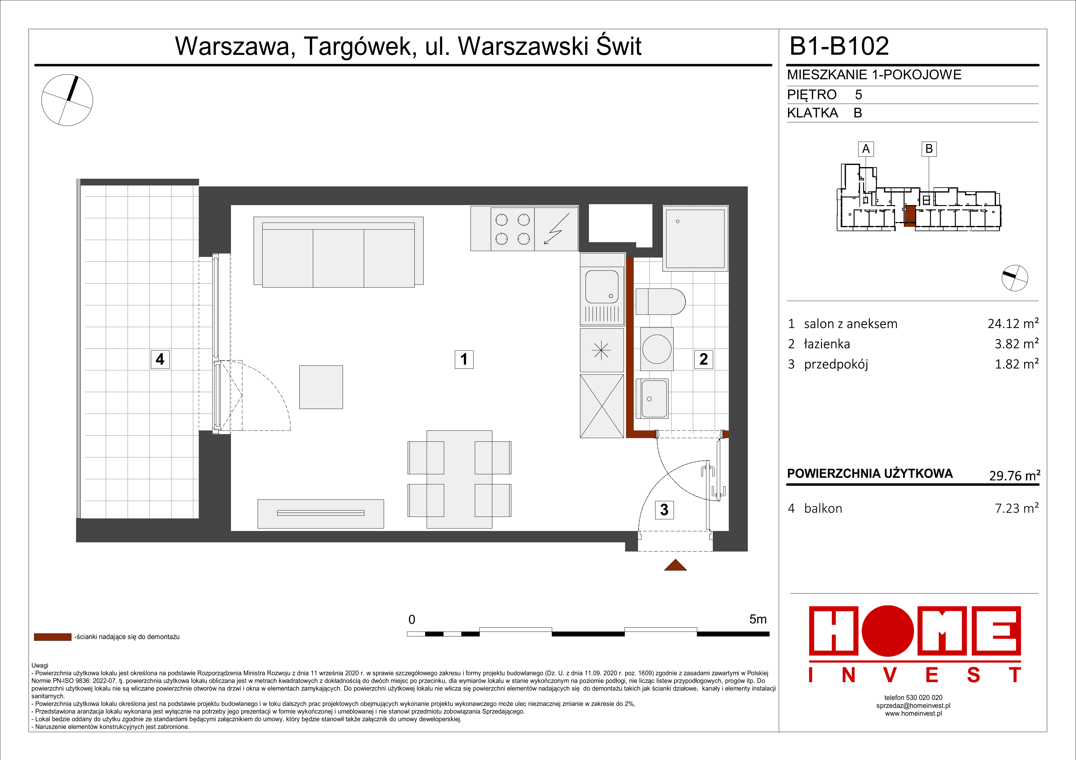 Mieszkanie 29,76 m², piętro 5, oferta nr B1, Warszawski Świt Etap VIII, Warszawa, Targówek, Bródno, ul. Warszawski Świt 5-idx