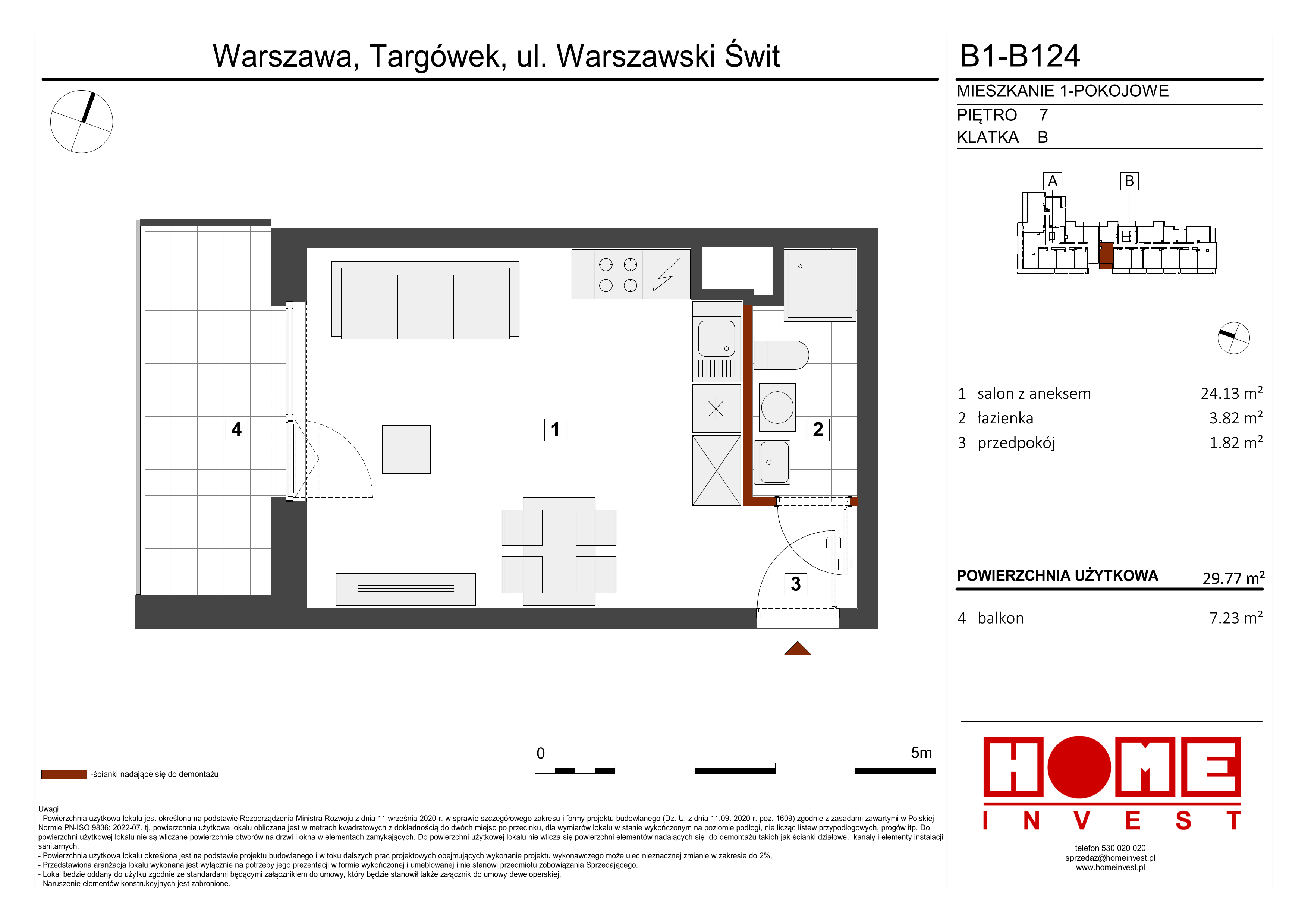 Mieszkanie 29,77 m², piętro 7, oferta nr B1, Warszawski Świt Etap VIII, Warszawa, Targówek, Bródno, ul. Warszawski Świt 5-idx